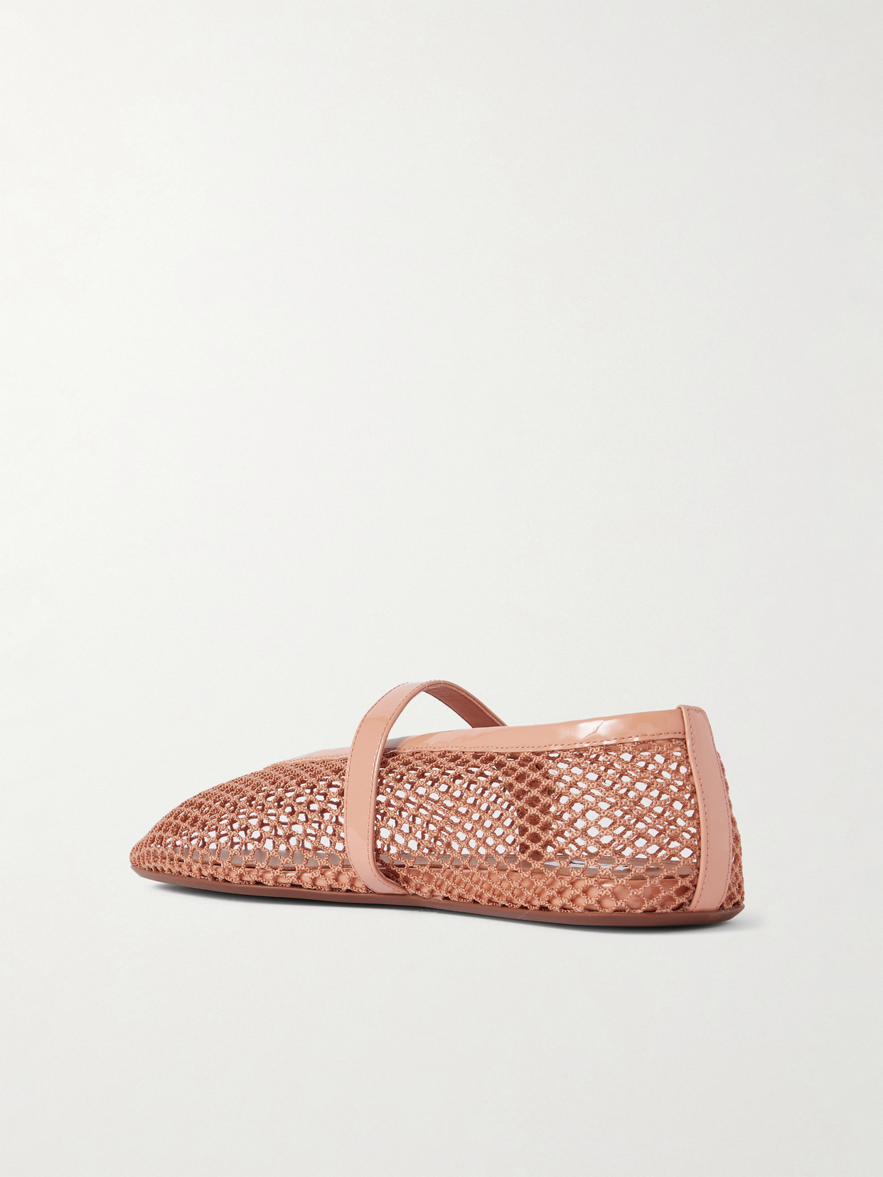 Alaïa Patent Leather-trimmed Mesh Ballet Flats In Pink