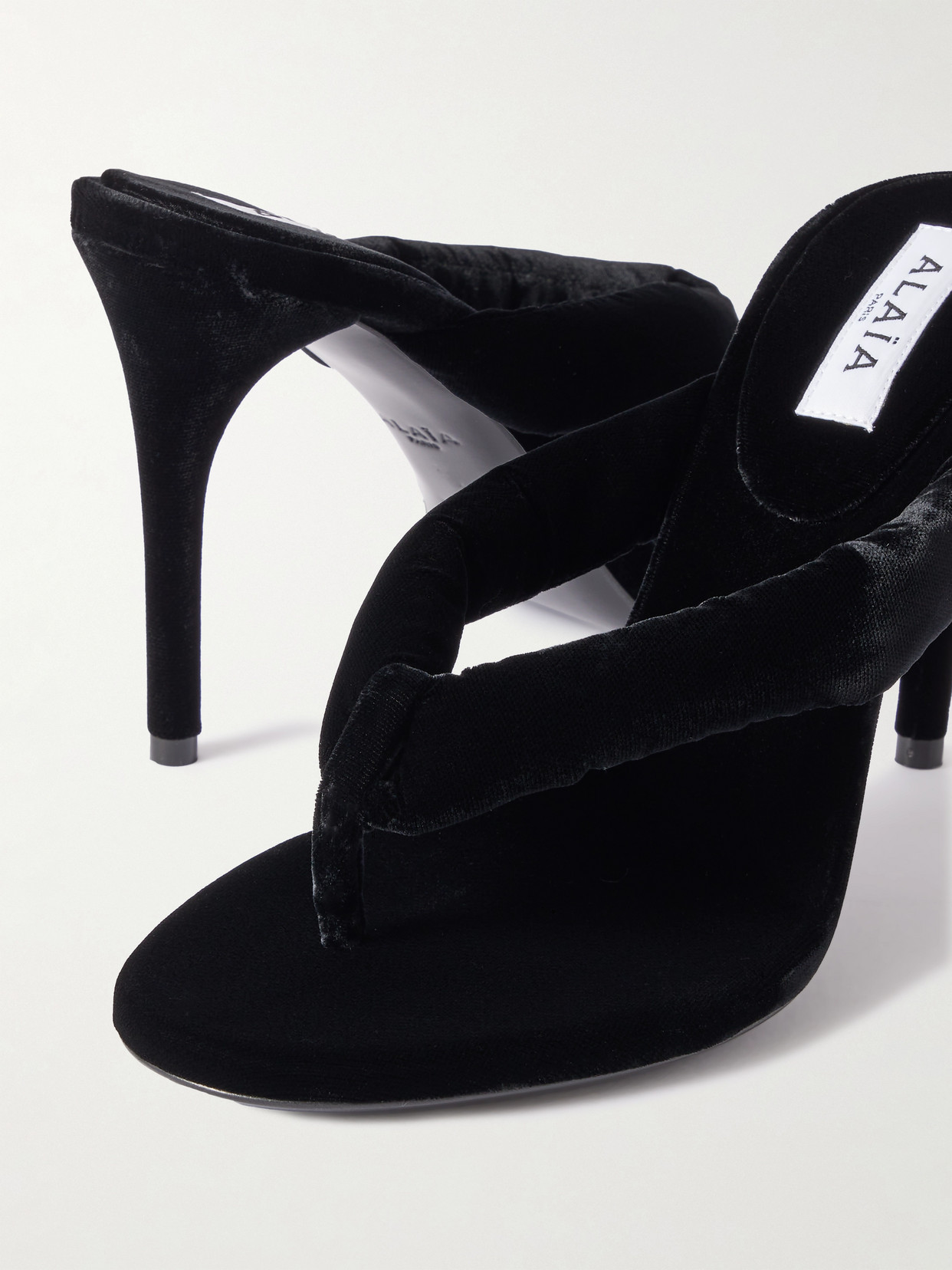 Alaïa 90 Velvet Mules In Black