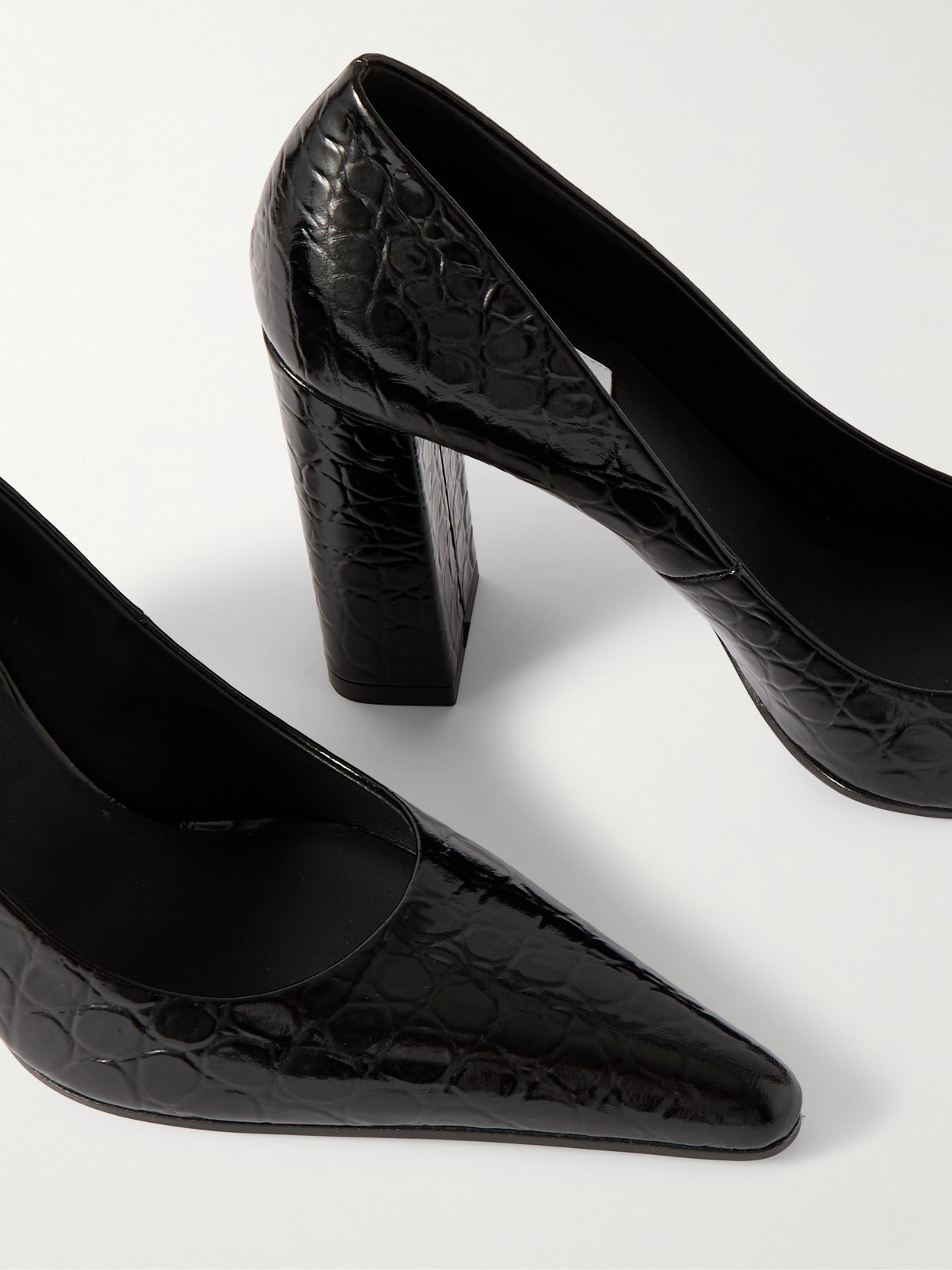 Alaïa Crocodile Printed Leather Pumps In Black