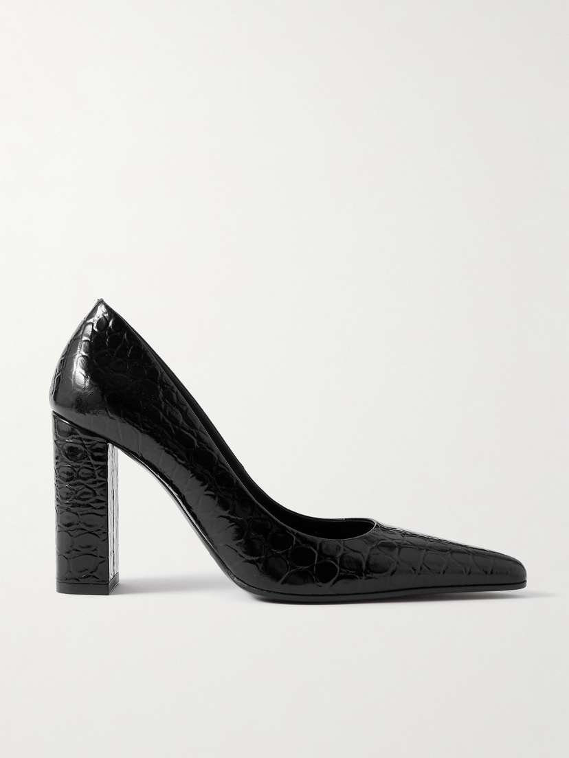 Alaïa 90 Croc-effect Leather Pumps