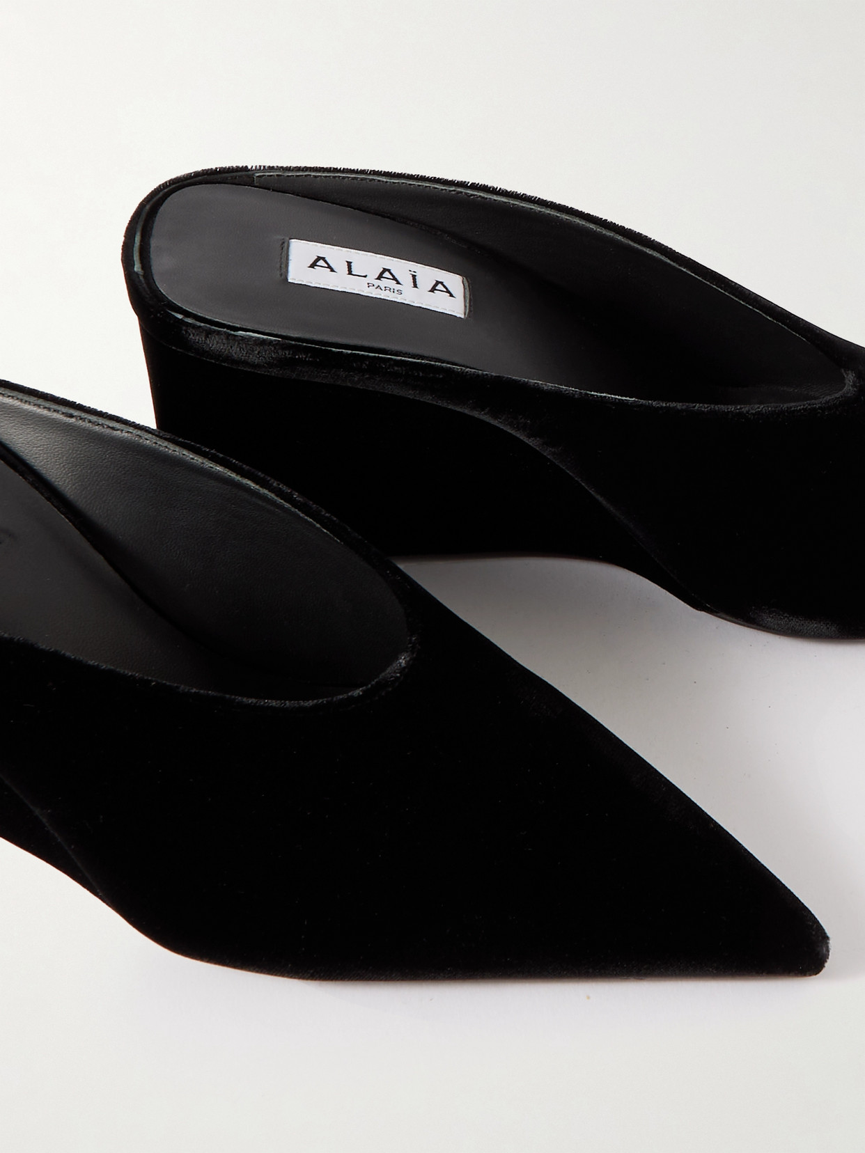 Alaïa Alaia Black Velvet Cube-heeled Mule Women In Black