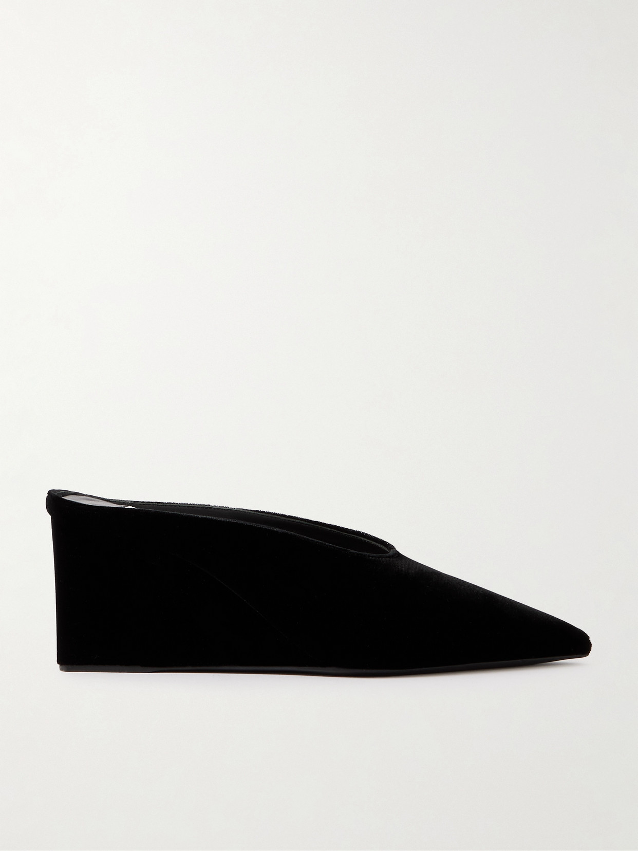 Alaïa 75 Velvet Wedge Mules In Black