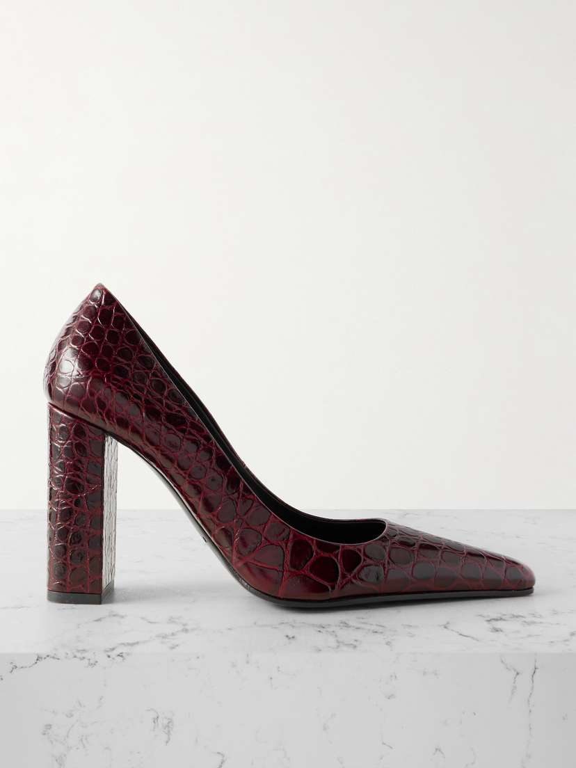 Alaïa 90 Croc-effect Leather Pumps