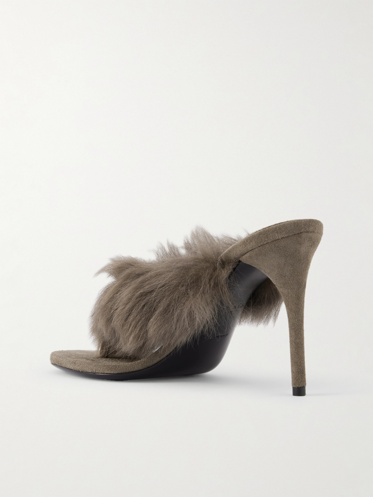 Alaïa Alaia Boudoir 90 Shearling-trimmed Suede Mules In Brown