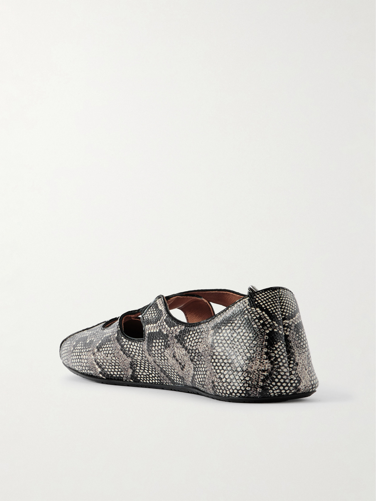 Alaïa - Criss Cross Leather-Trimmed Snakeskin Ballet Flats