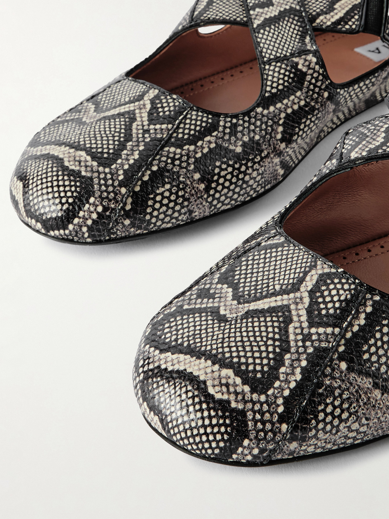 Alaïa - Criss Cross Leather-Trimmed Snakeskin Ballet Flats