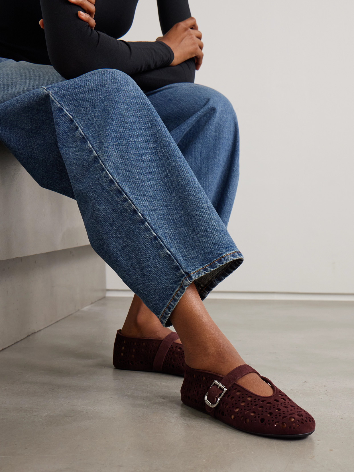 Alaïa Alaia Vienne Ballerina In Garnet Red Suede Women In Burgundy