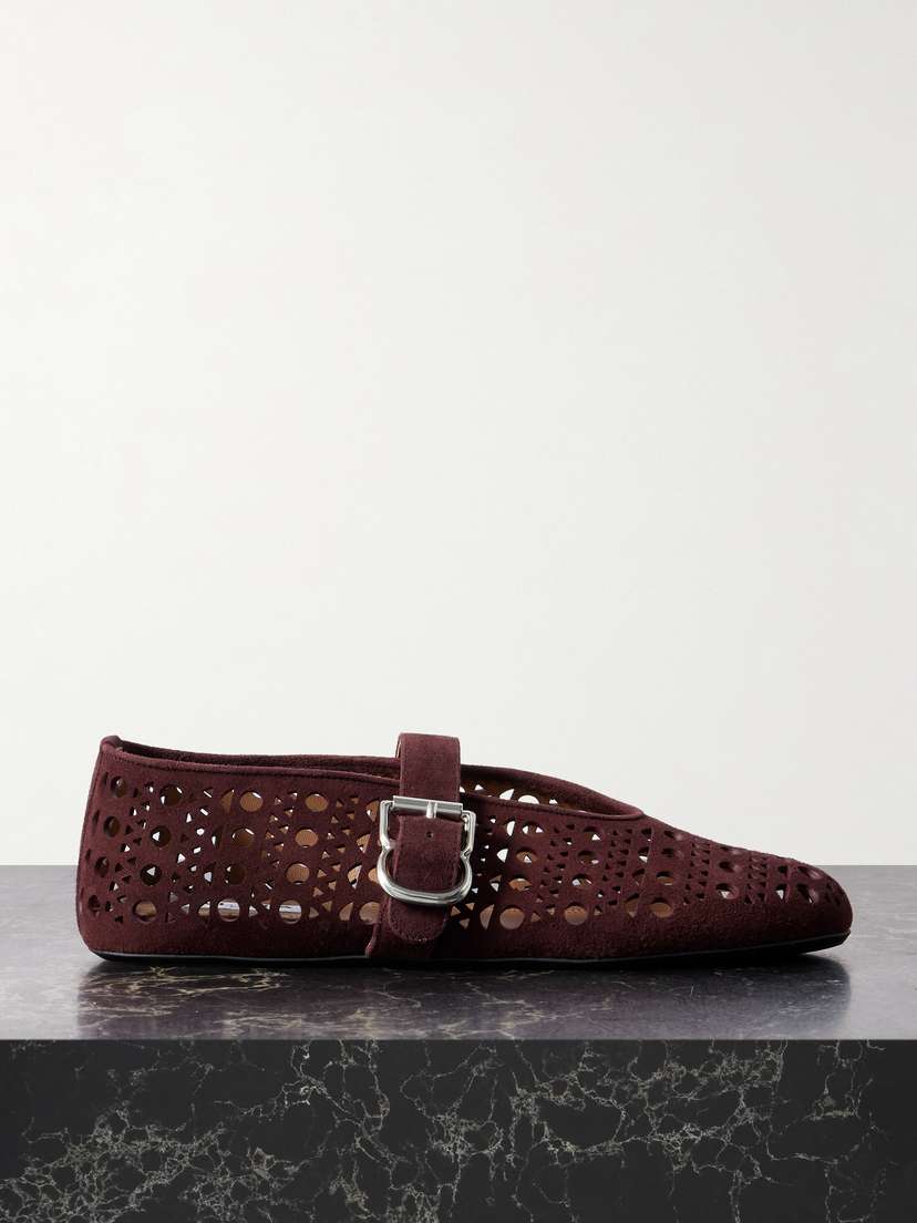 Alaïa Laser-cut Suede Ballet Flats