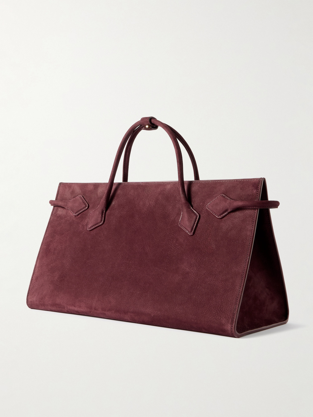 Alaïa East West Nubuck Tote In Burgundy