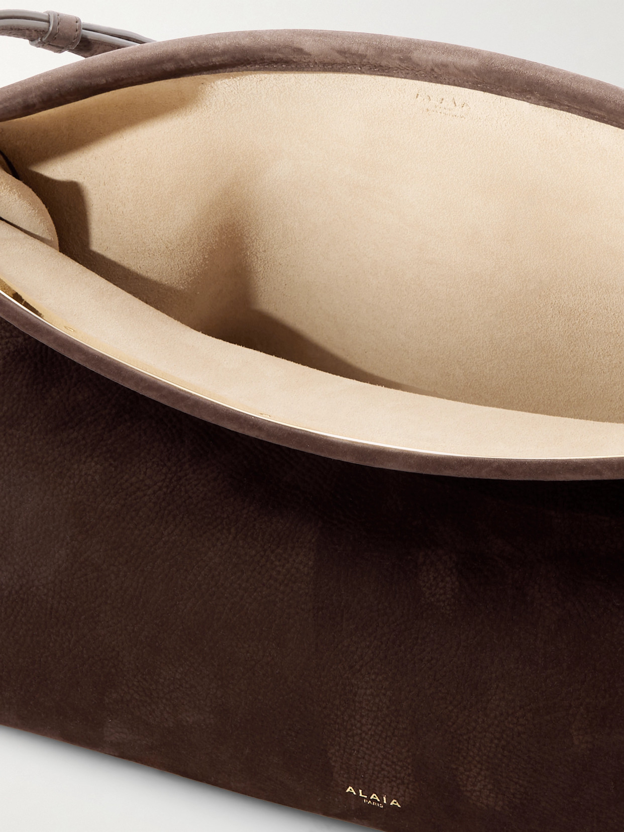 Alaïa Le Click Large Nubuck Shoulder Bag In Brown