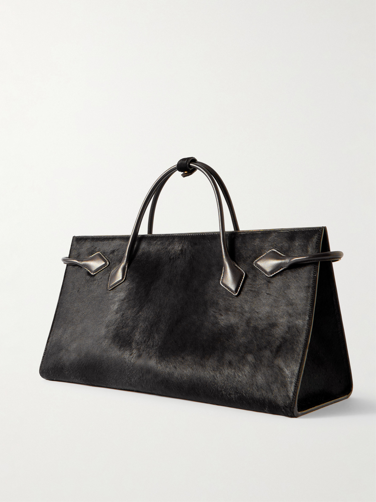 Alaïa Le Teckel Large Leather-trimmed Calf Hair Tote In Brown