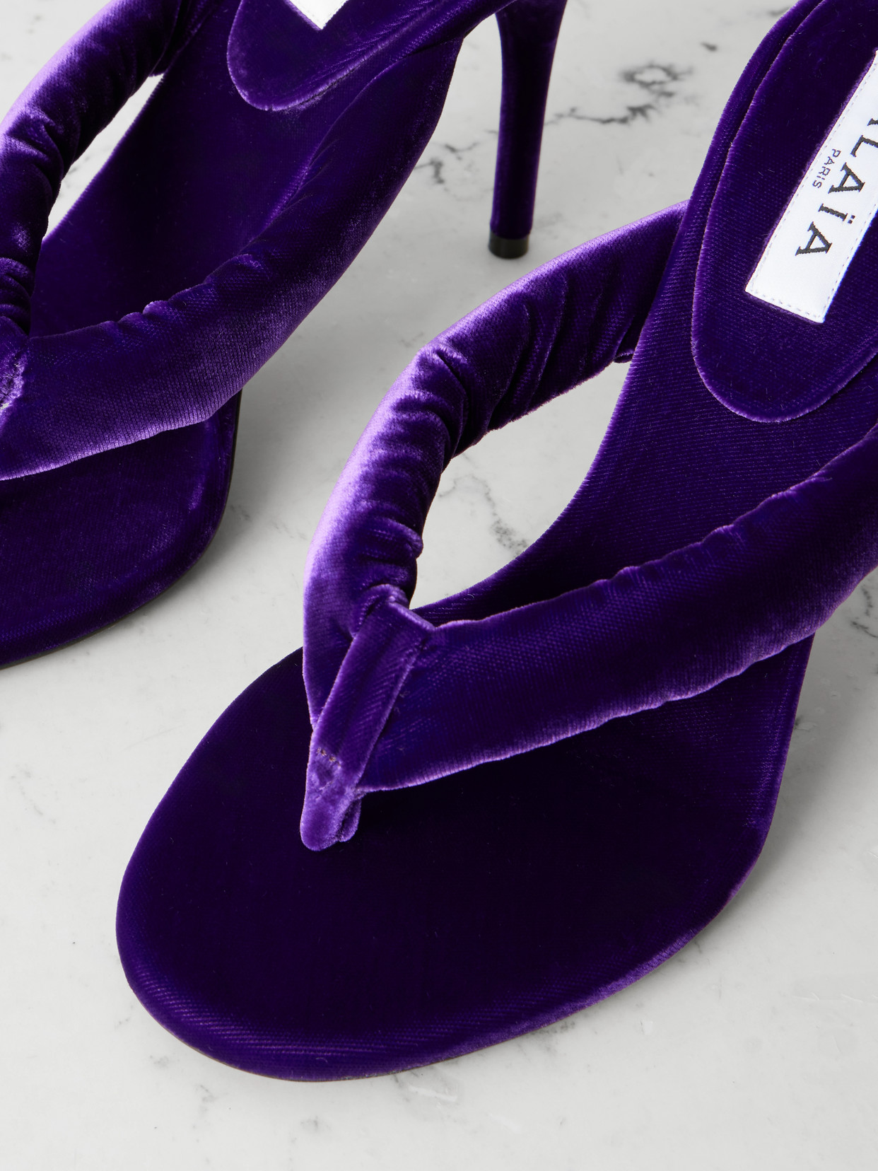 Alaïa 90 Velvet Mules In Purple
