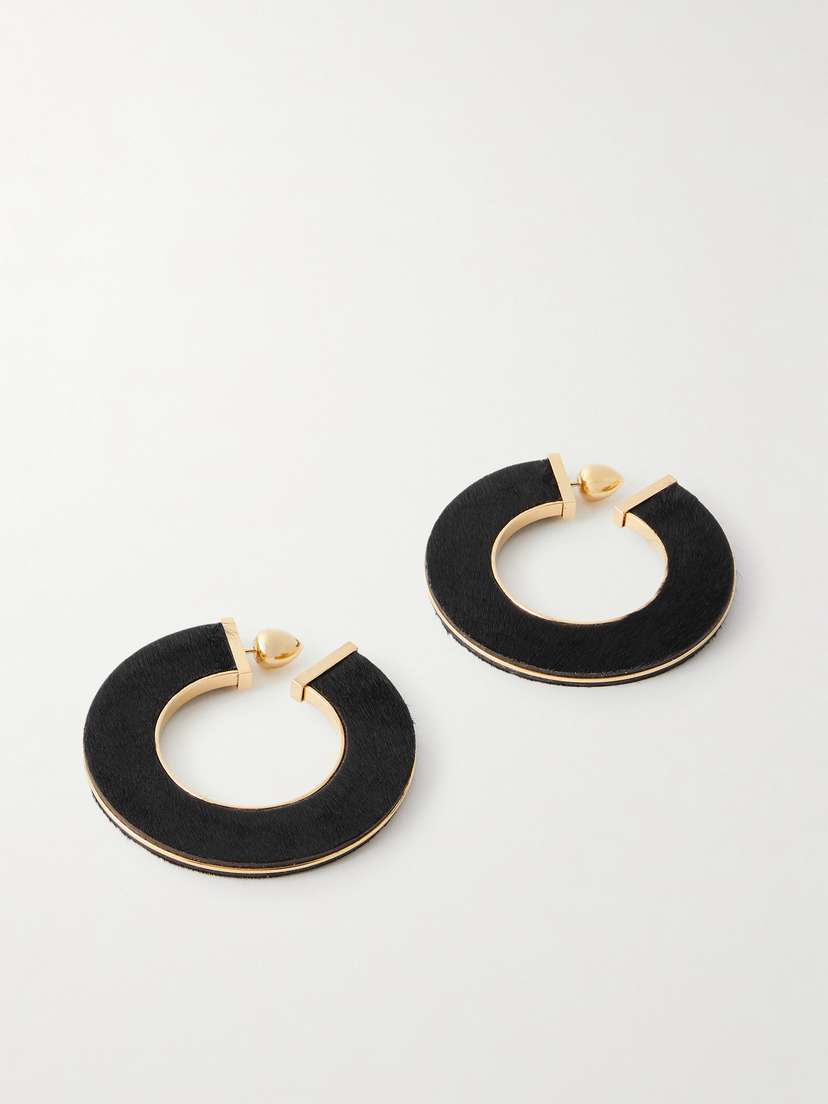 Alaïa Gold-tone Calf Hair Hoop Earrings
