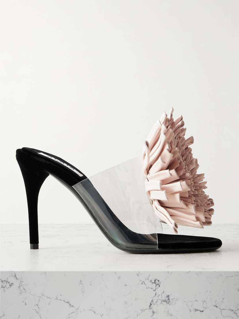 Alaïa — Leather-trimmed PVC and velvet sandals