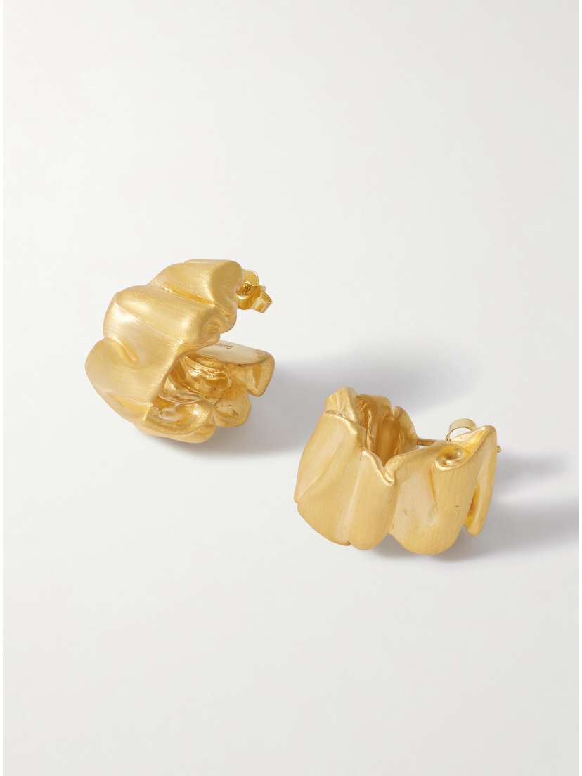 Completedworks Crumpled Gold-plated Hoop Earrings