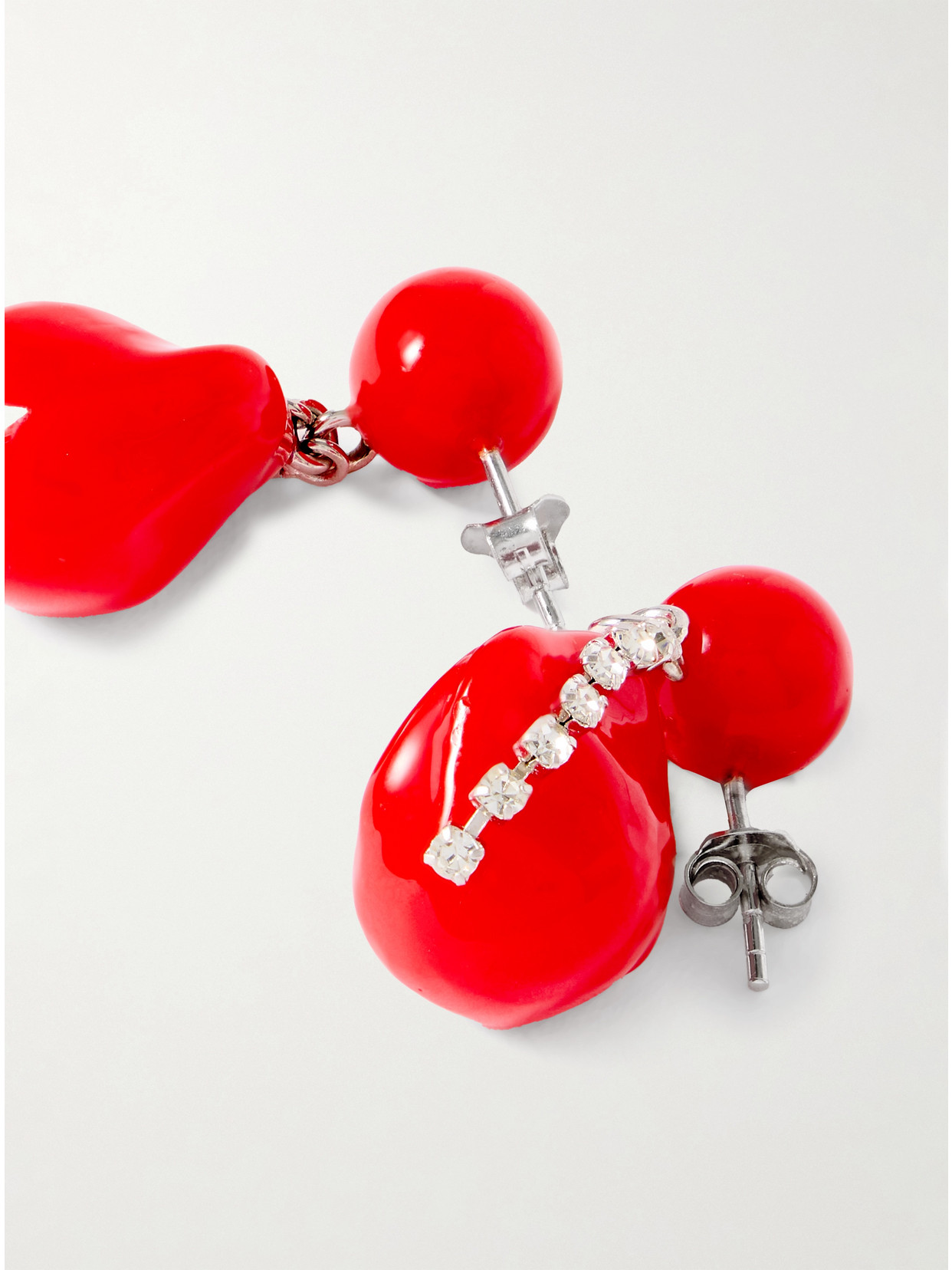Completedworks Rhodium-plated Resin And Crystal Earrings In Red