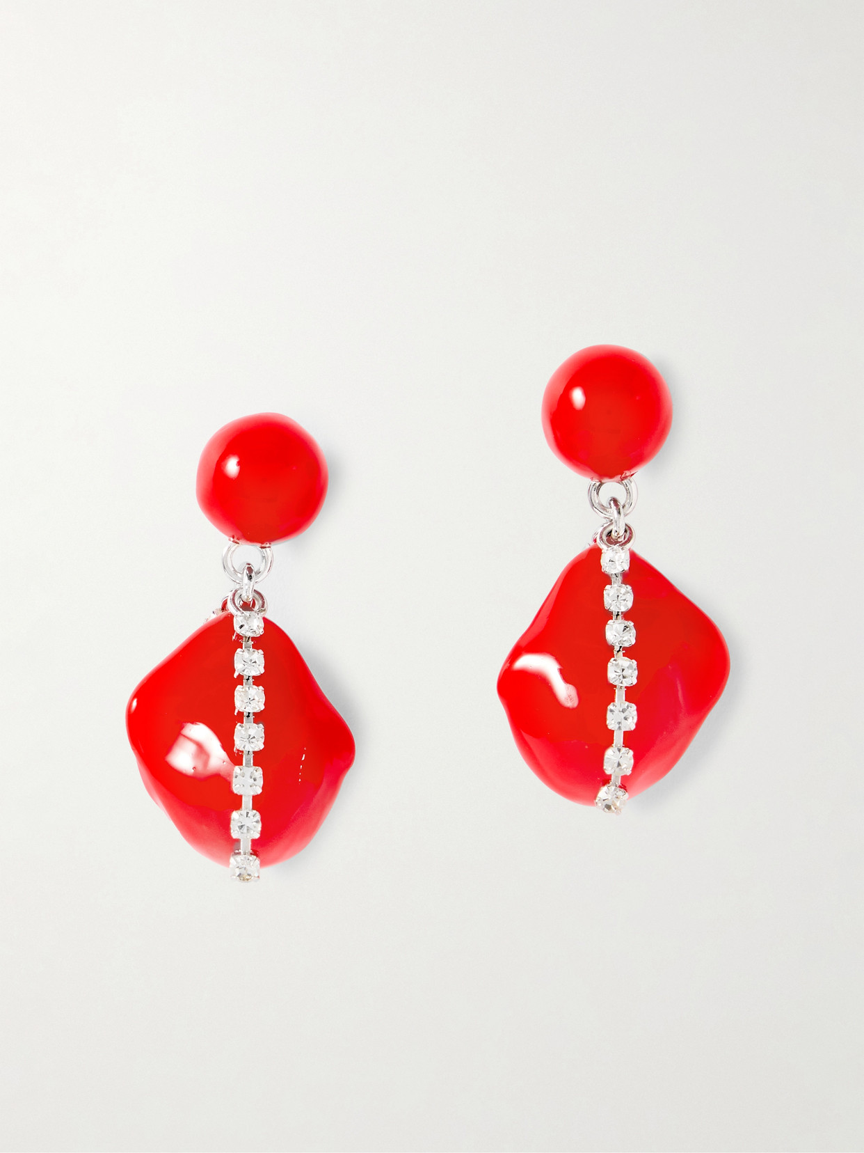 Completedworks Rhodium-plated Resin And Crystal Earrings In Red