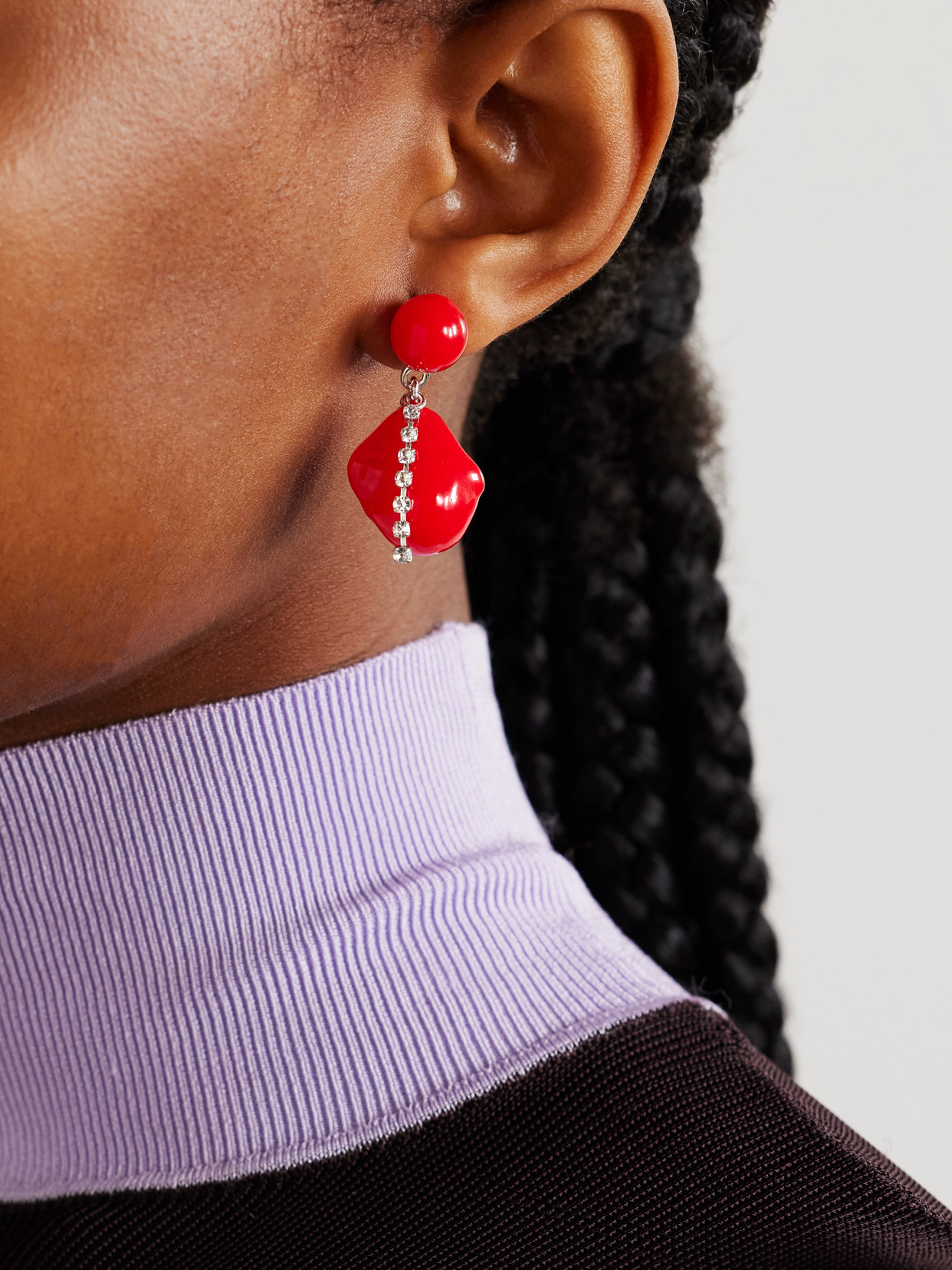 Completedworks Rhodium-plated Resin And Crystal Earrings In Red