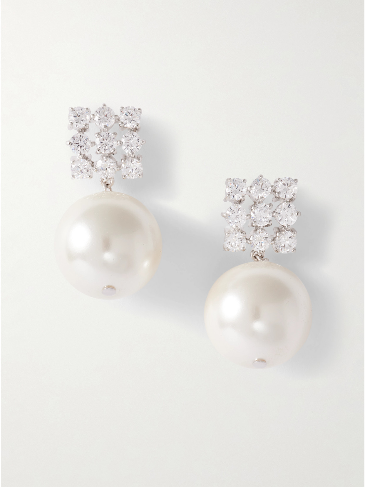Completedworks Rhodium-plated, Cubic Zirconia And Pearl Earrings In Gray