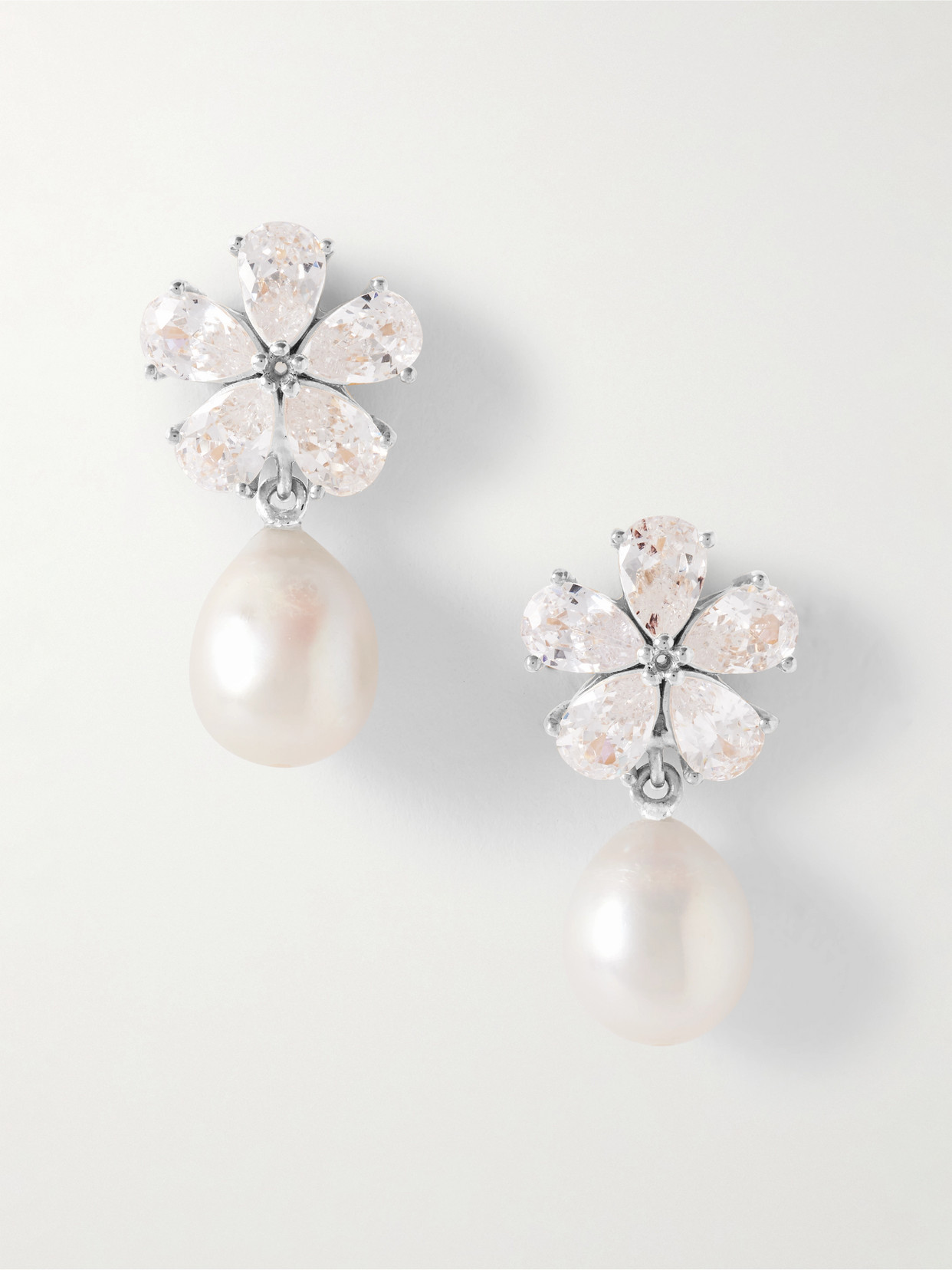 Completedworks - Gold-plated, Cubic Zirconia Pearl Earrings - Silver