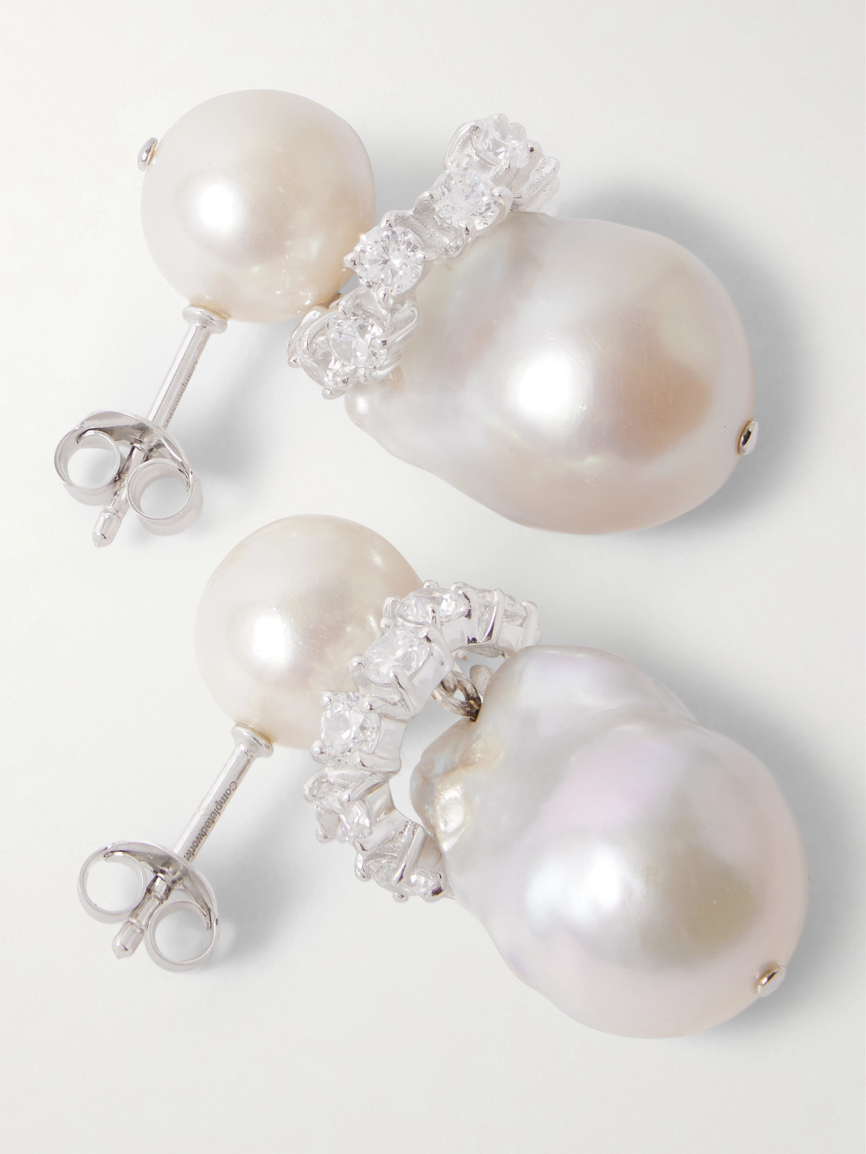 Completedworks Rhodium-plated Recycled Silver Pearl And Crystal Earrings In Neutral