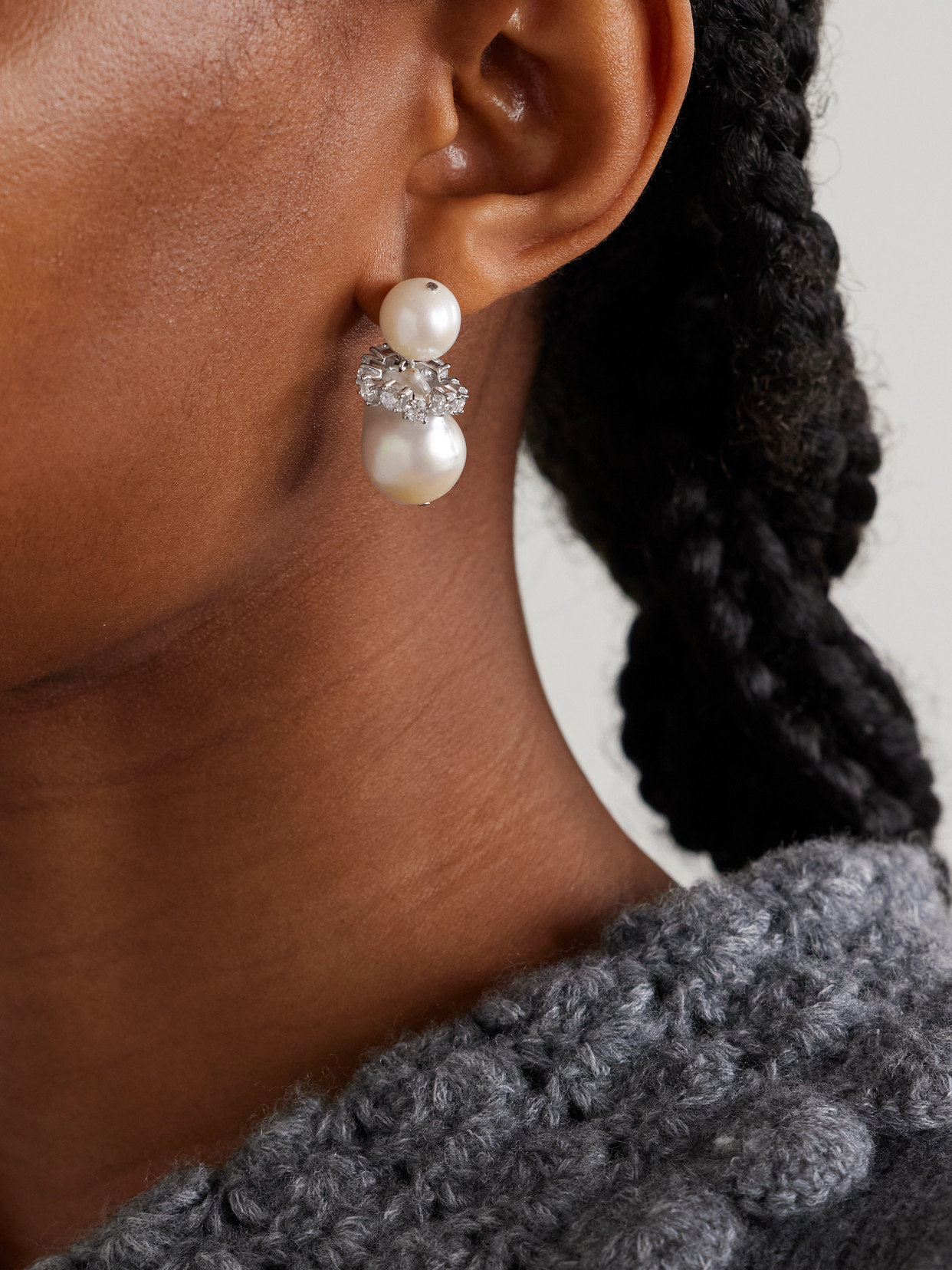 Completedworks Rhodium-plated Recycled Silver Pearl And Crystal Earrings In Neutral