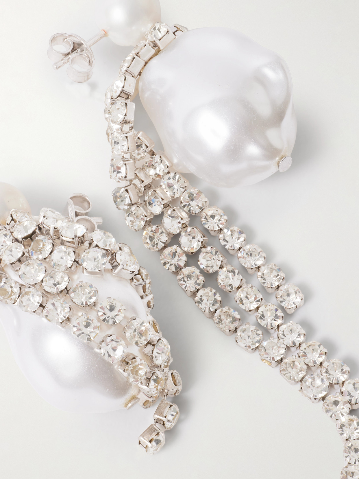Completedworks Rhodium-plated Pearl And Crystal Earrings In Neutral