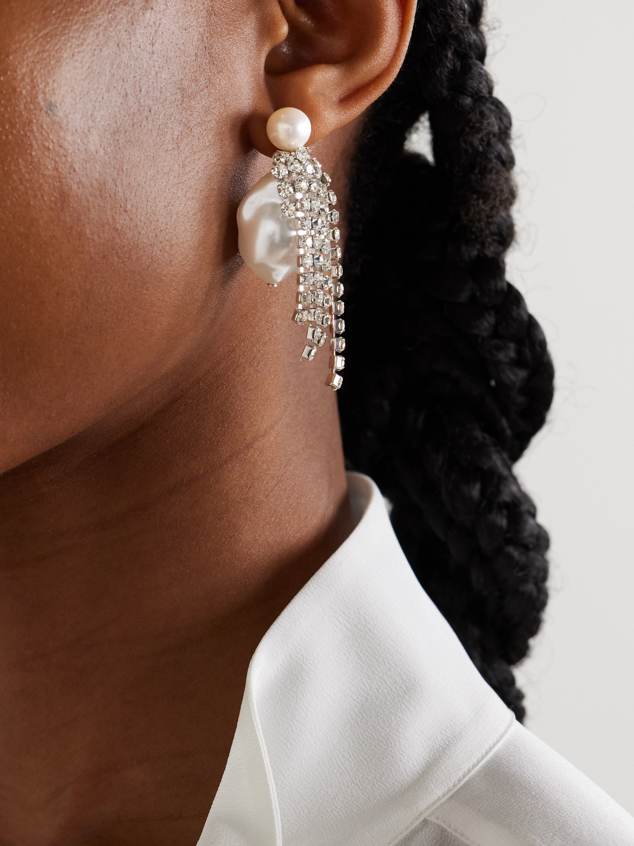Completedworks Rhodium-plated Pearl And Crystal Earrings In Neutral