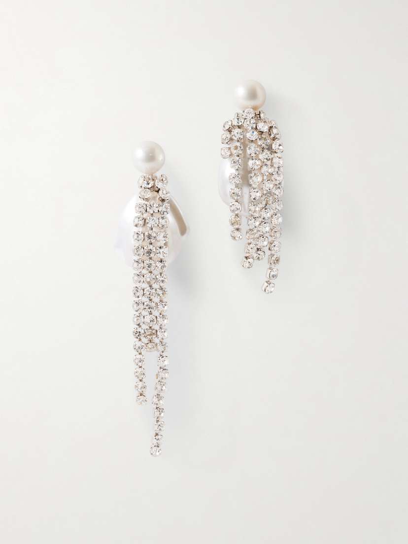 Completedworks Rhodium-plated Pearl And Crystal Earrings