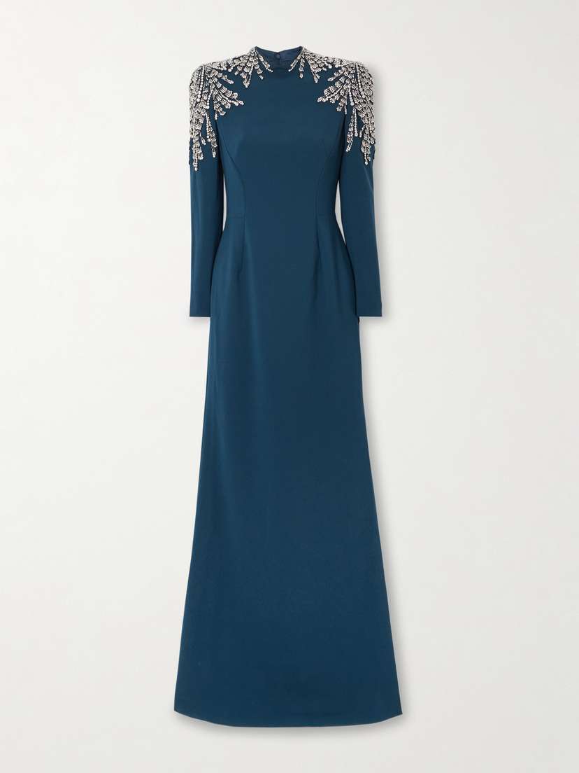 Jenny Packham Cobra Crystal-embellished Crepe Gown