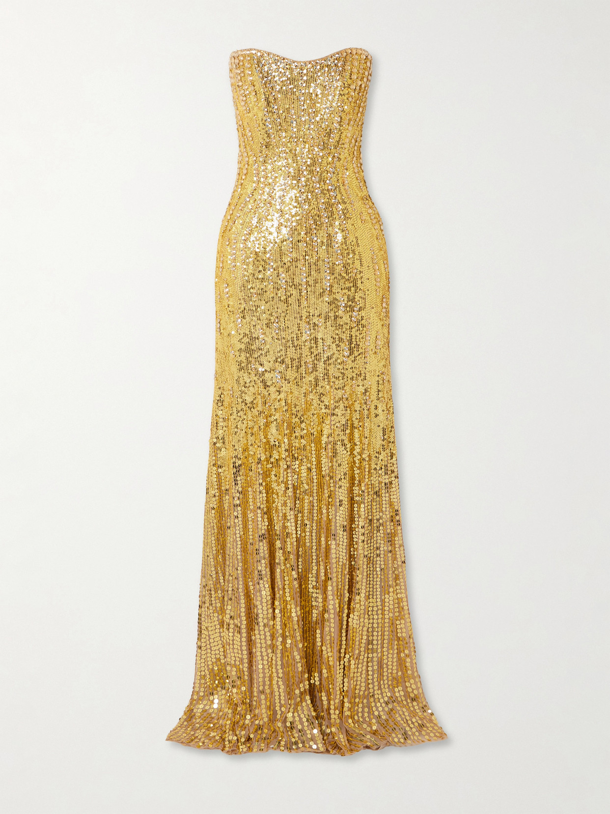 Jenny Packham - Sarai Strapless Sequined Tulle Gown - Gold