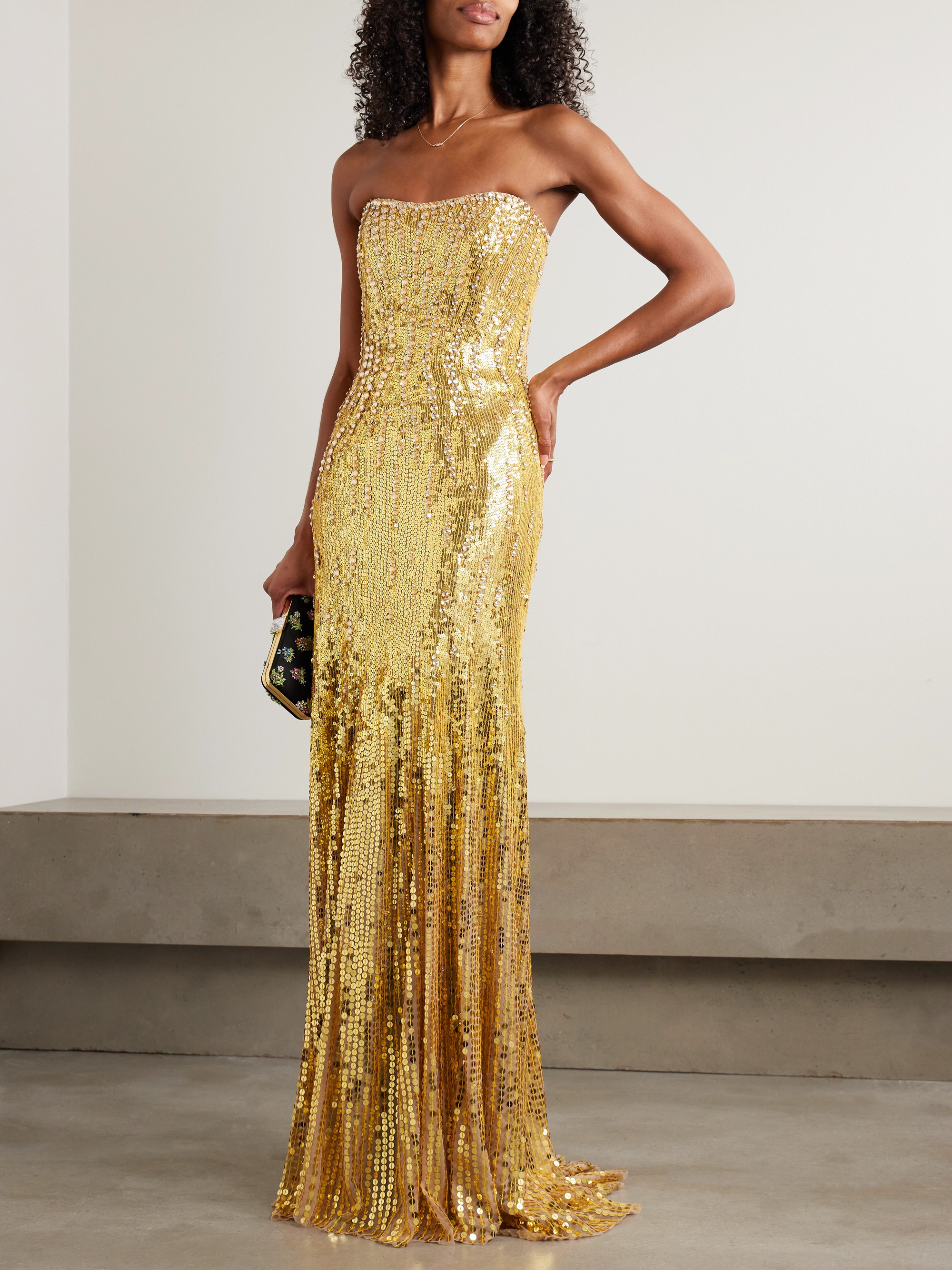 Jenny Packham Sarai strapless sequined tulle gown