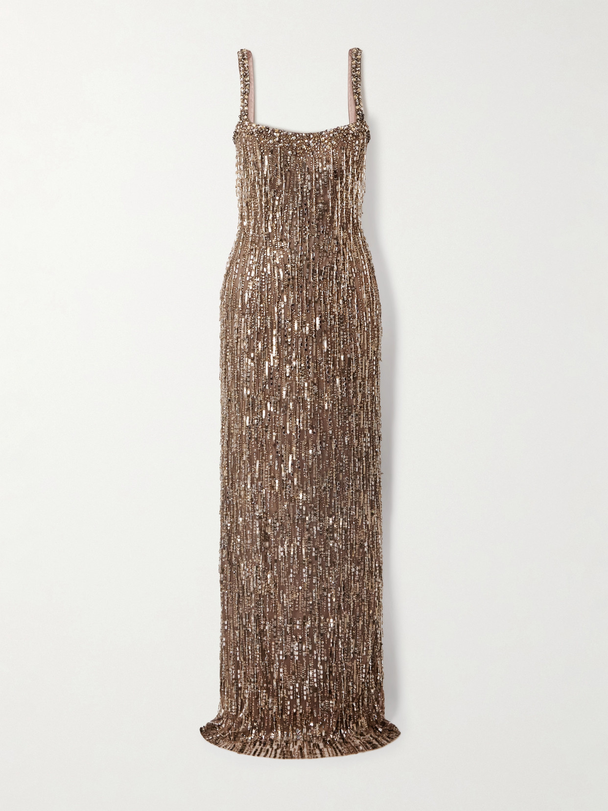 Jenny Packham Fleur Fringed Embellished Tulle Gown In Gold