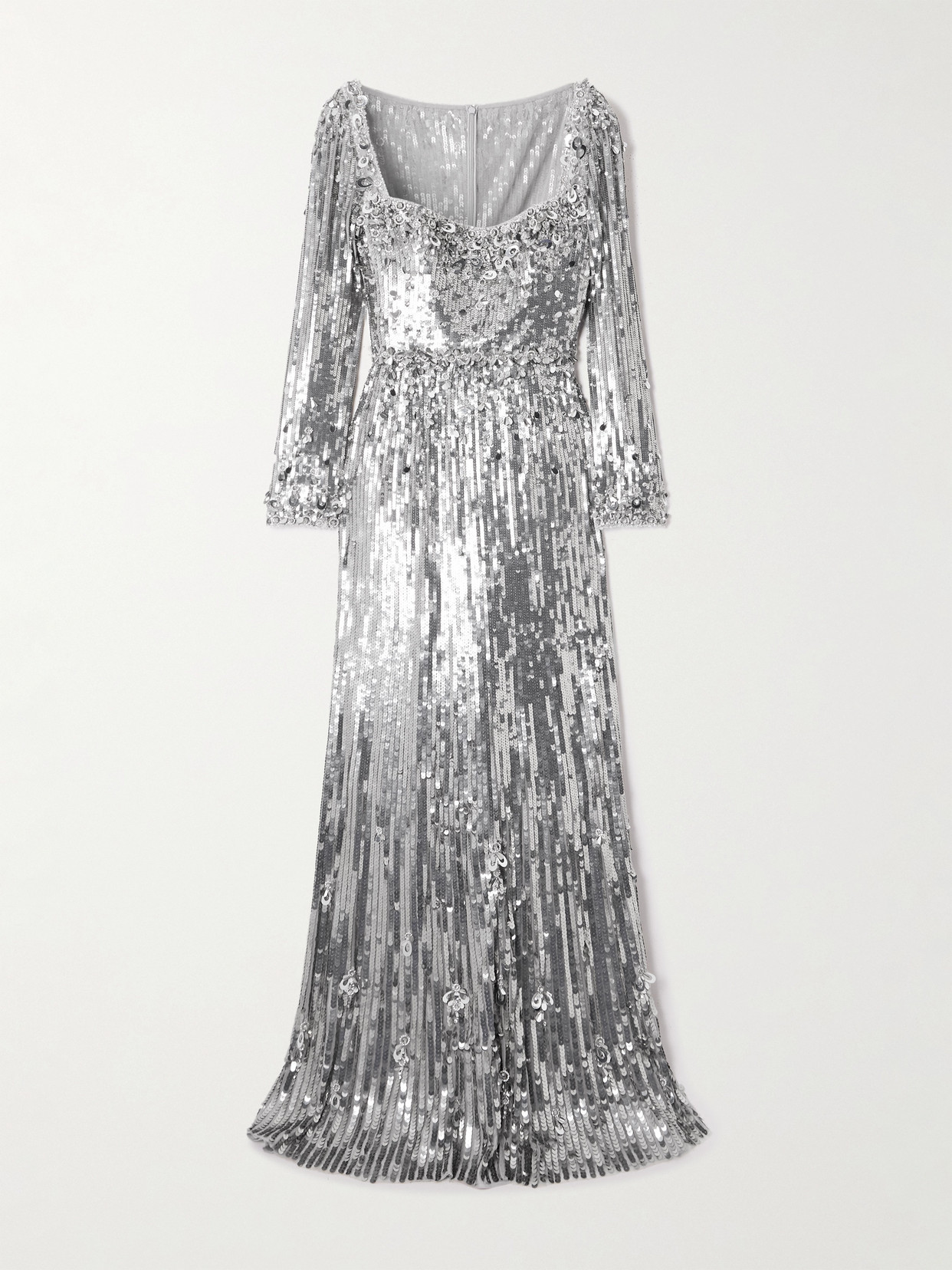 Jenny Packham Kestra Embellished Sequined Tulle Gown In Gray