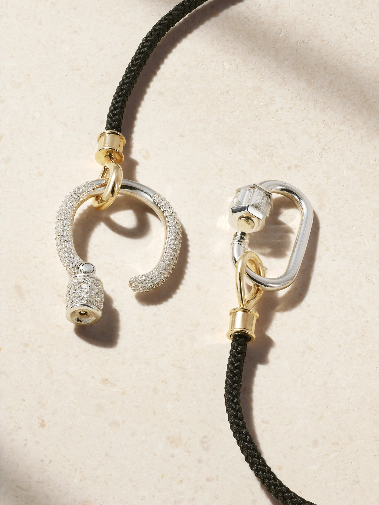 Marla Aaron The String Project 18-karat White Gold, 14-karat Yellow Gold, Cord And Diamond Necklace In Gold