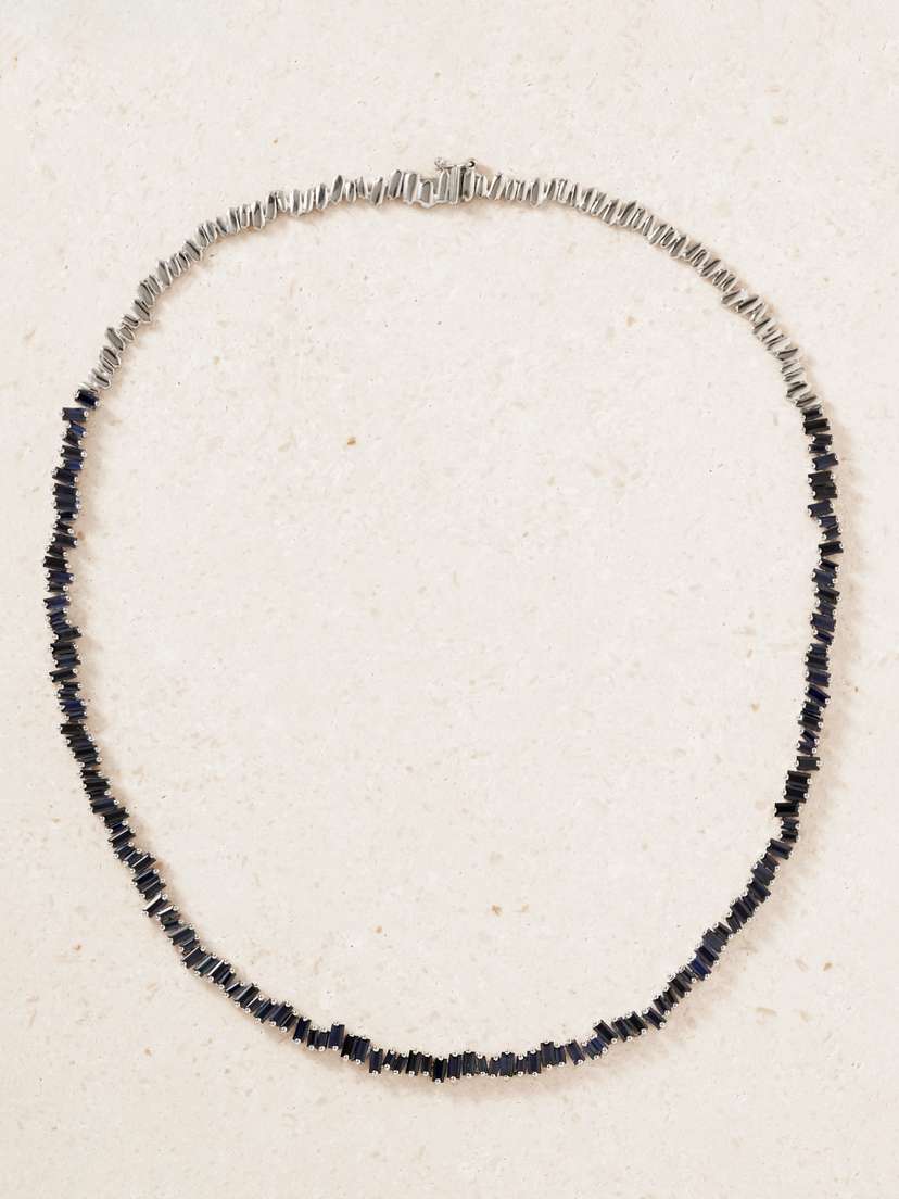 Suzanne Kalan 18-karat White Gold Sapphire Tennis Necklace