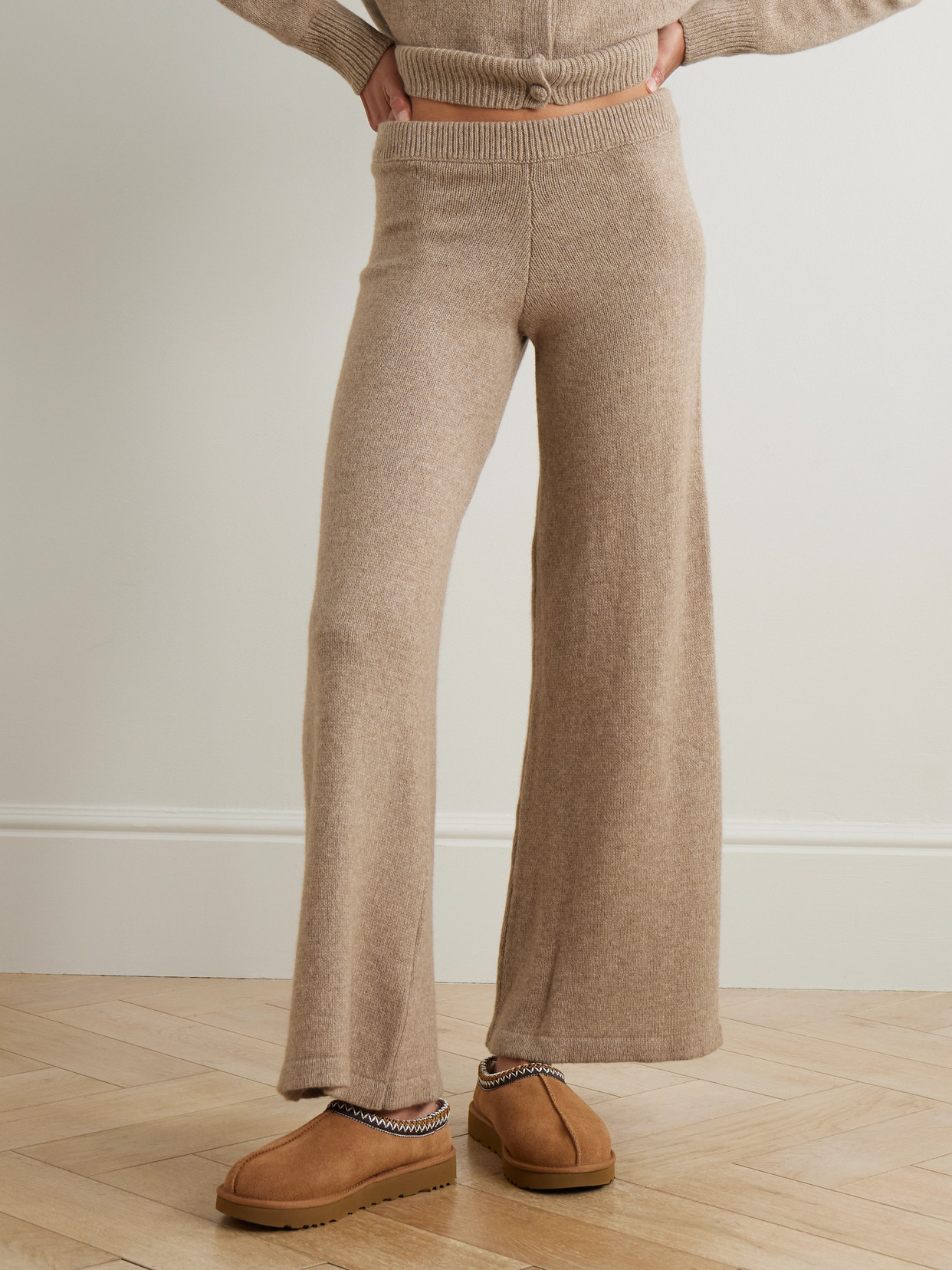 Suzie Kondi Zephyra Cashmere Wide-leg Pants In Brown