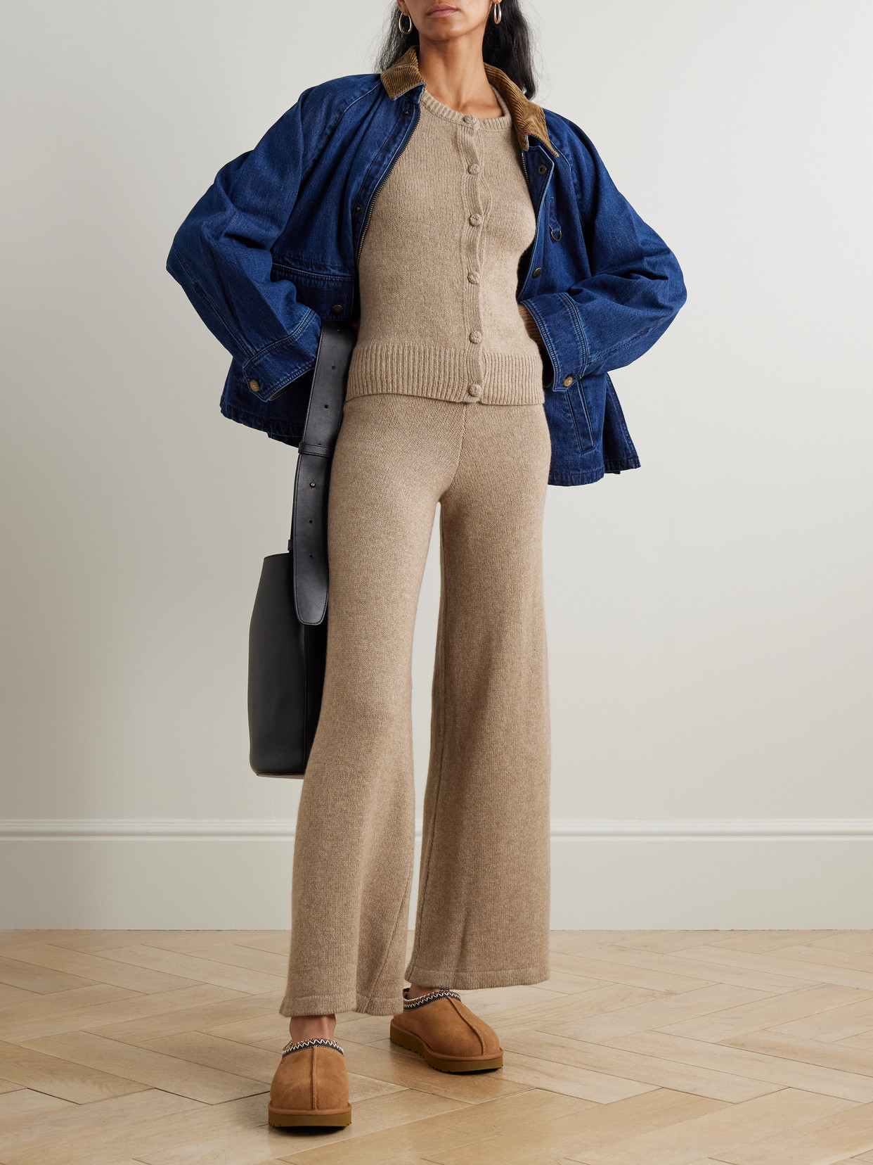 Suzie Kondi Zephyra Cashmere Wide-leg Pants In Brown