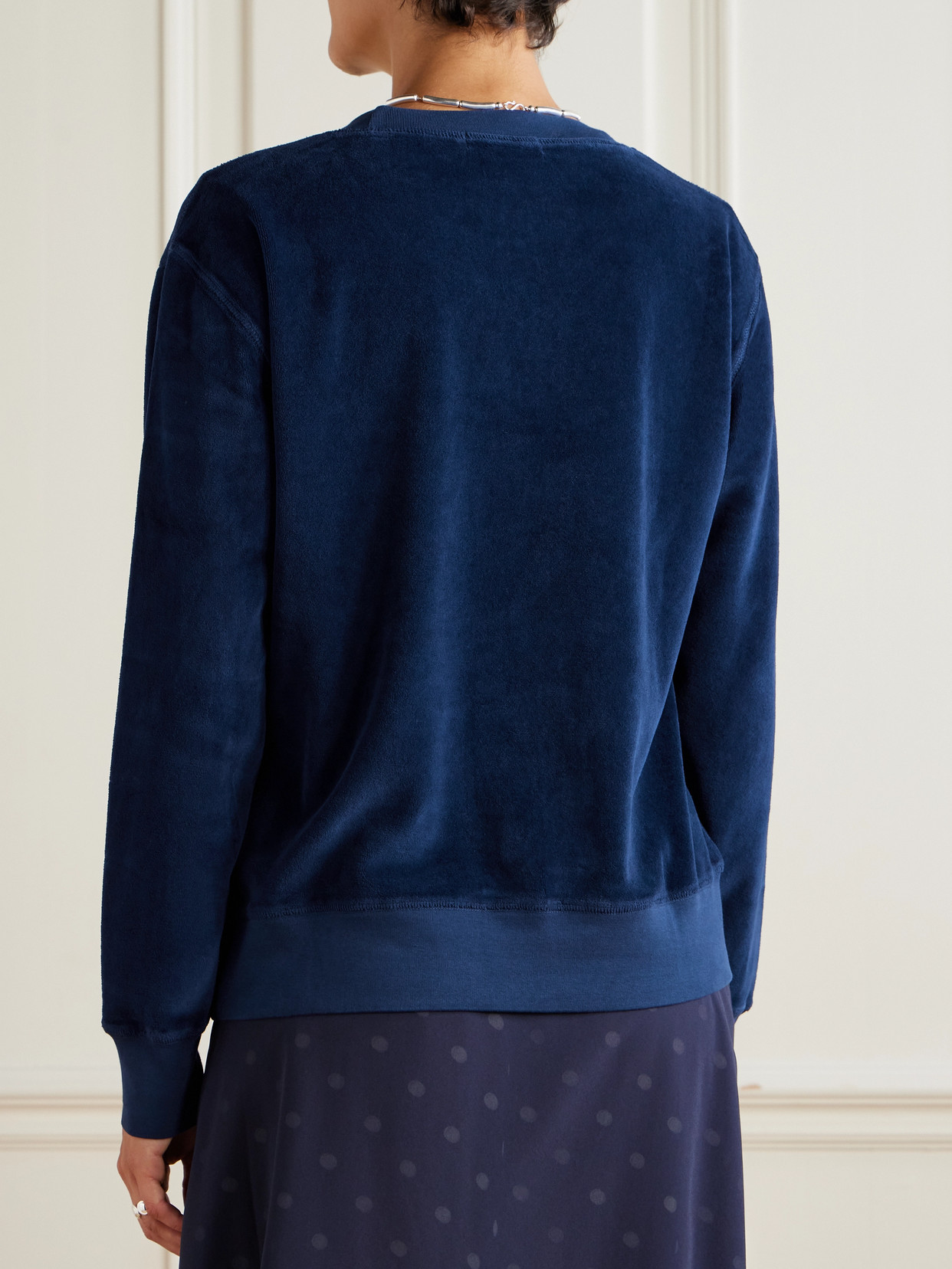 Suzie Kondi Anytime Cotton-blend Velour Sweatshirt In Blue