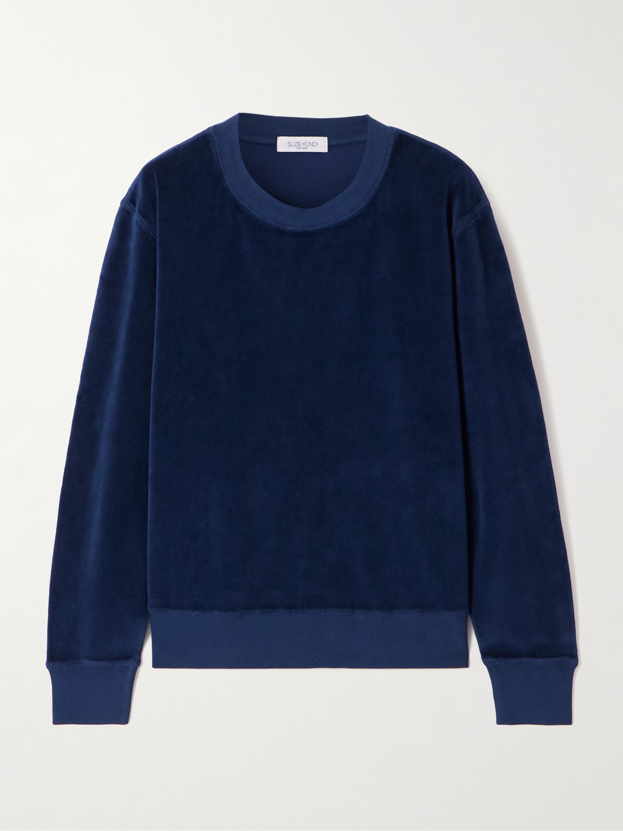 Suzie Kondi Anytime Cotton-blend Velour Sweatshirt In Blue