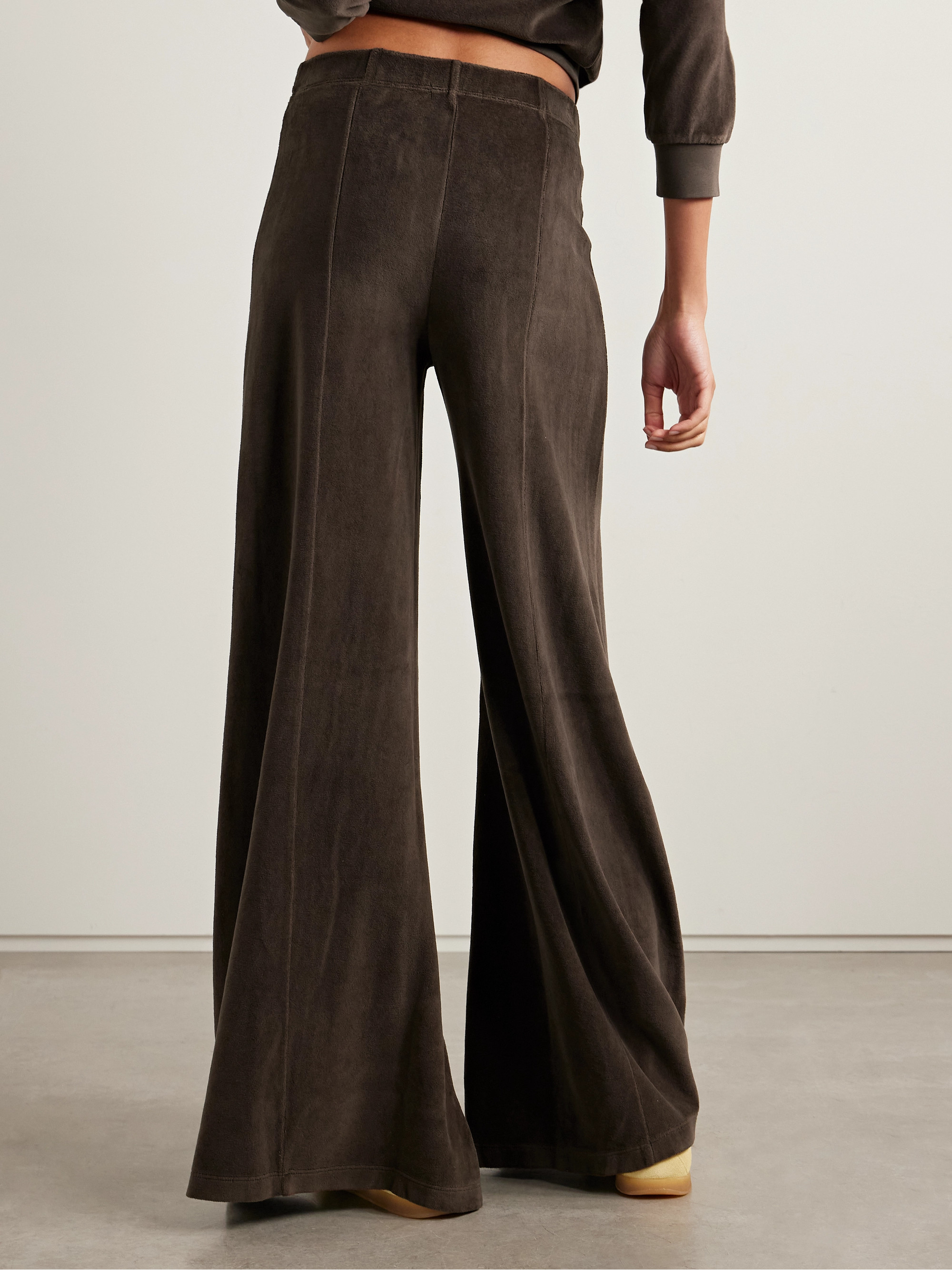 Suzie Kondi - Megalo cotton-blend velour wide-leg track pants | Plush