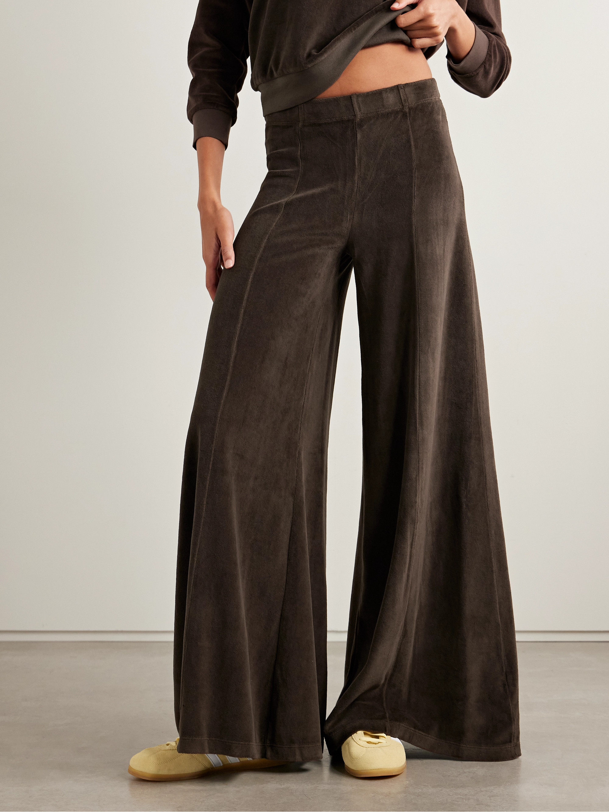 Suzie Kondi - Megalo cotton-blend velour wide-leg track pants | Plush
