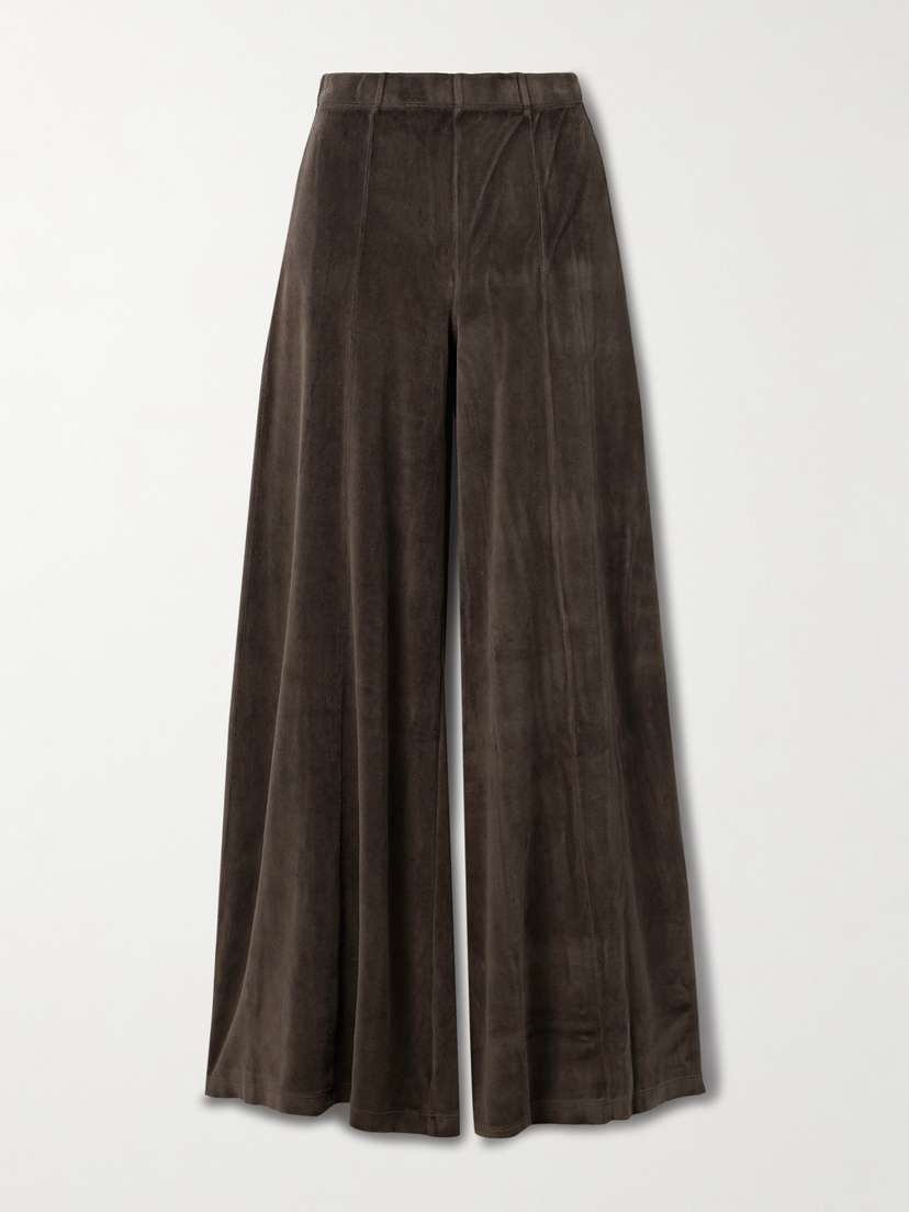 Suzie Kondi Megalo Cotton-blend Velour Wide-leg Track Pants