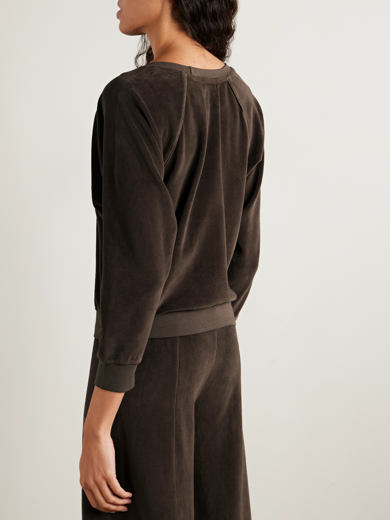 Suzie Kondi Saba Cotton-blend Velour Sweatshirt In Brown