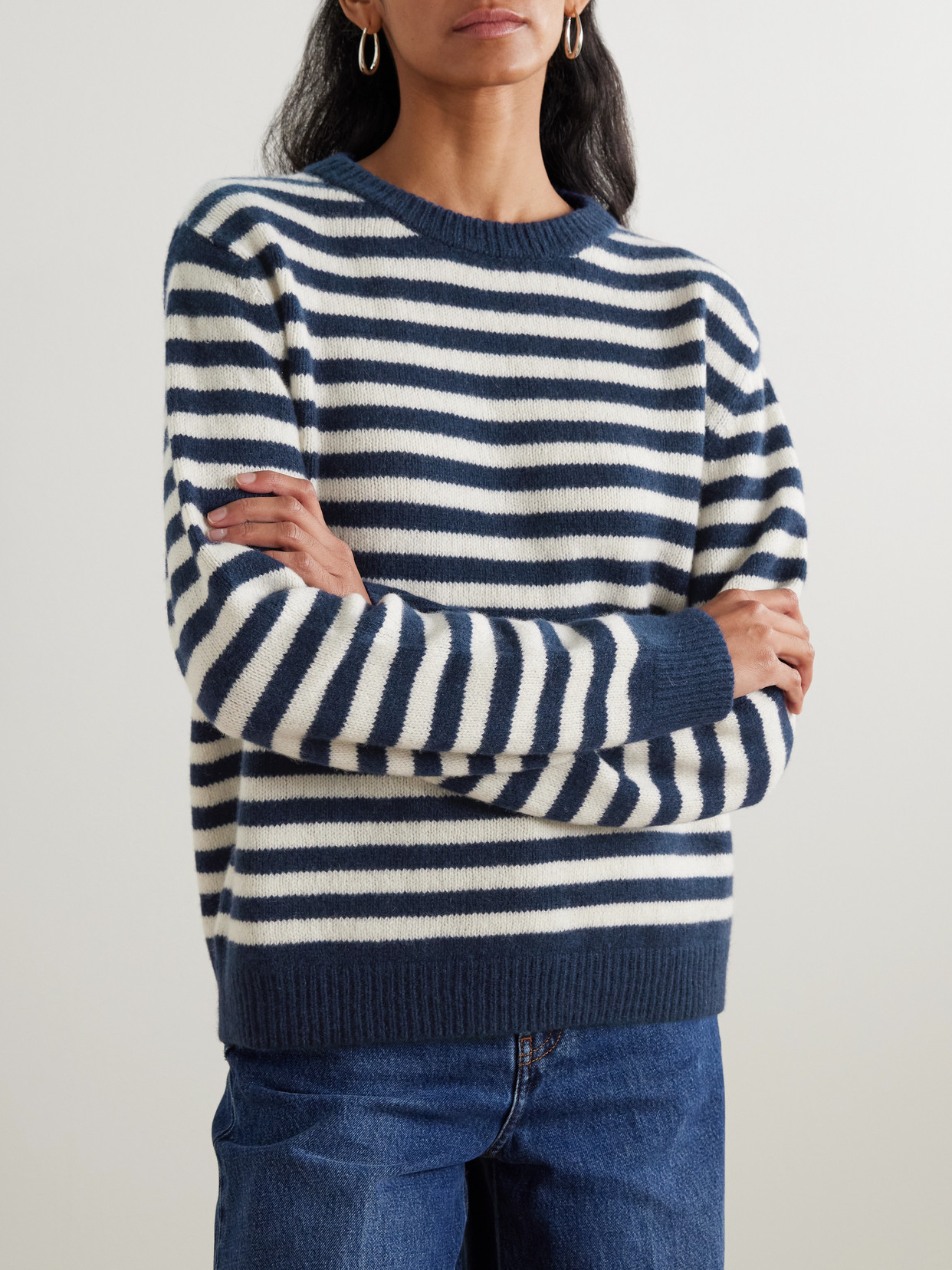 Suzie Kondi Kismet Striped Cashmere Sweater In Blue