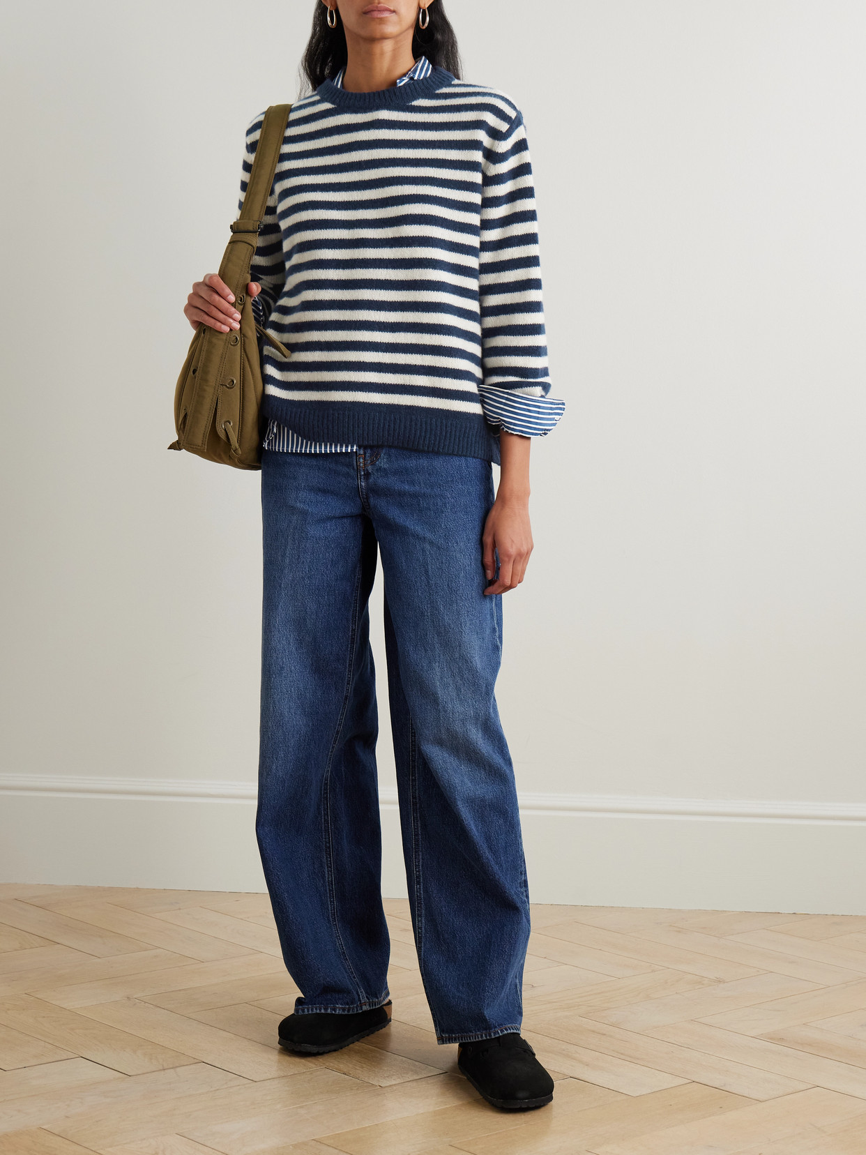 Suzie Kondi Kismet Striped Cashmere Sweater In Blue