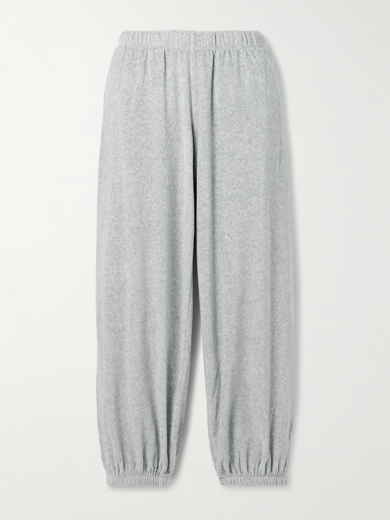 Suzie Kondi Paxos Cotton-blend Velour Tapered Sweatpants In Gray