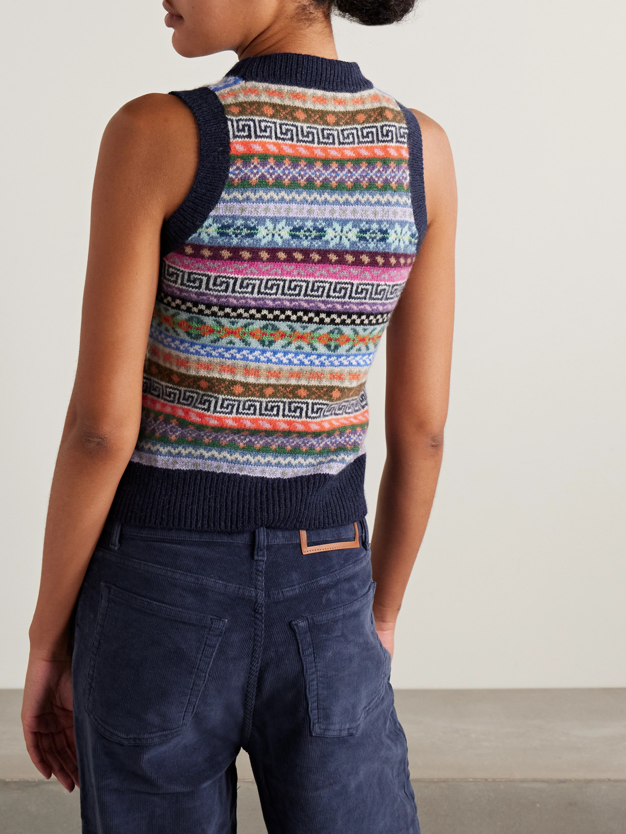 Suzie Kondi Tupos Intarsia Cashmere Sweater Vest In Multi