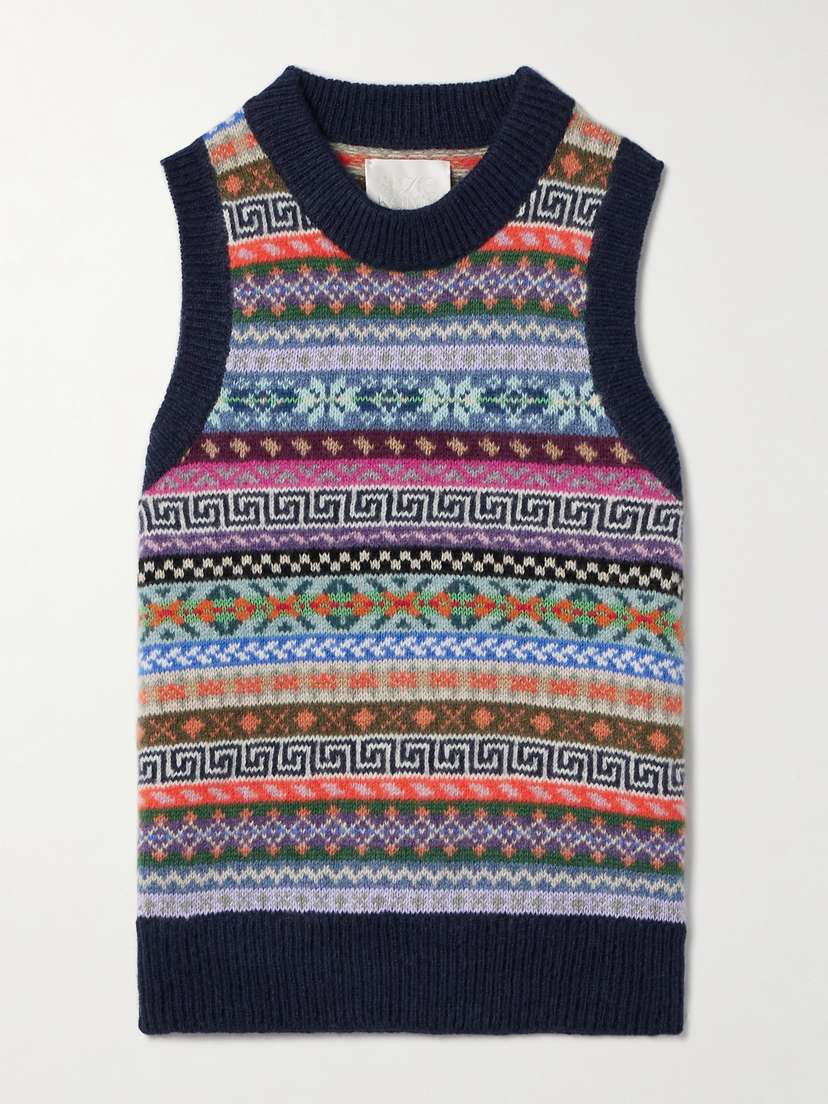 Suzie Kondi Tupos Intarsia Cashmere Sweater Vest