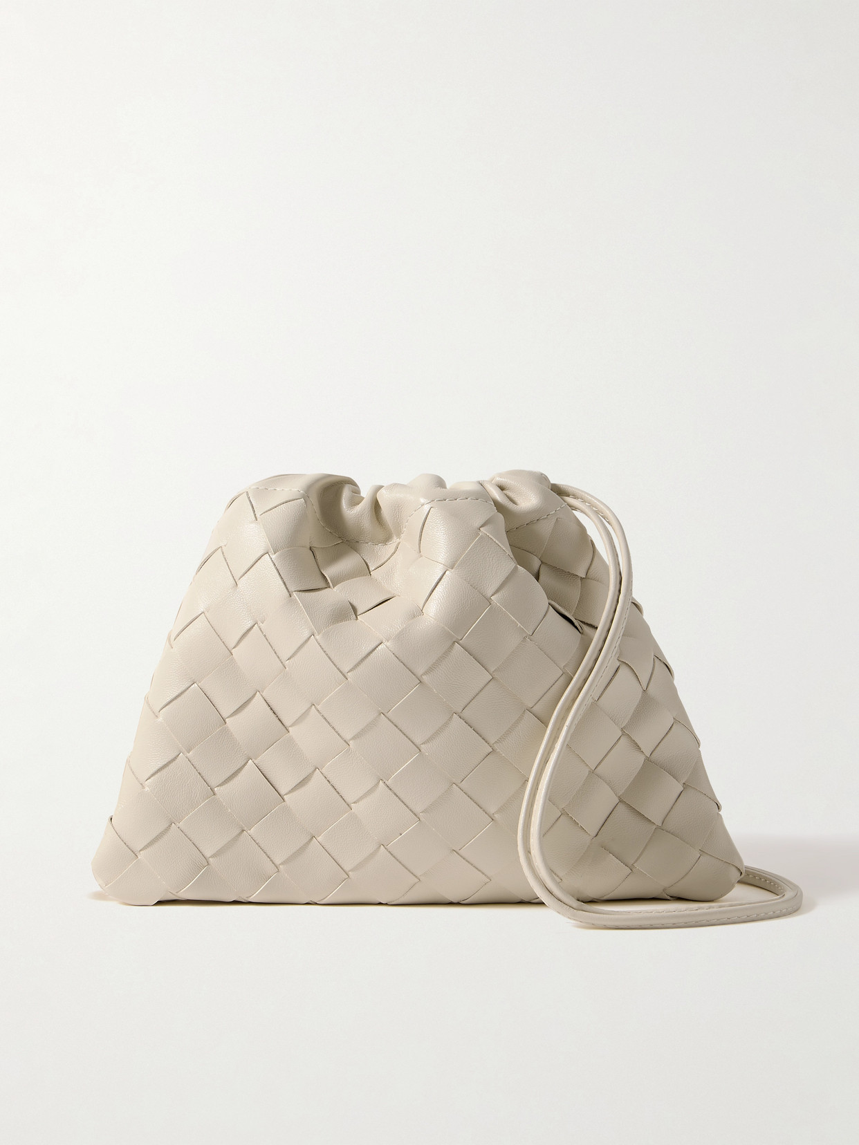 Bottega Veneta Intrecciato Leather Pouch In Off-white